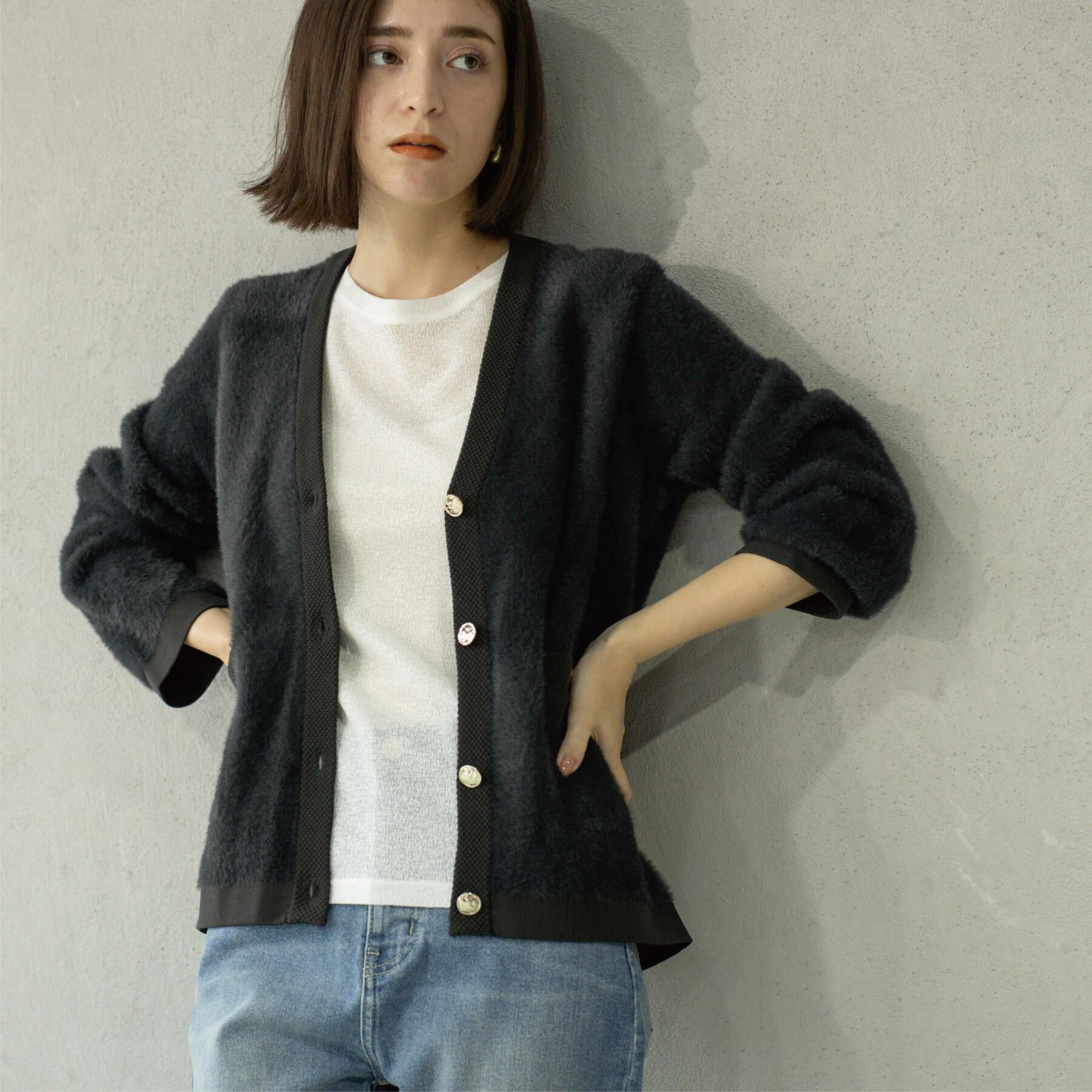 OPAQUE.CLIP「フェザーヤーンカーディガン【洗濯機OK/抗ピル】」|カーディガン|