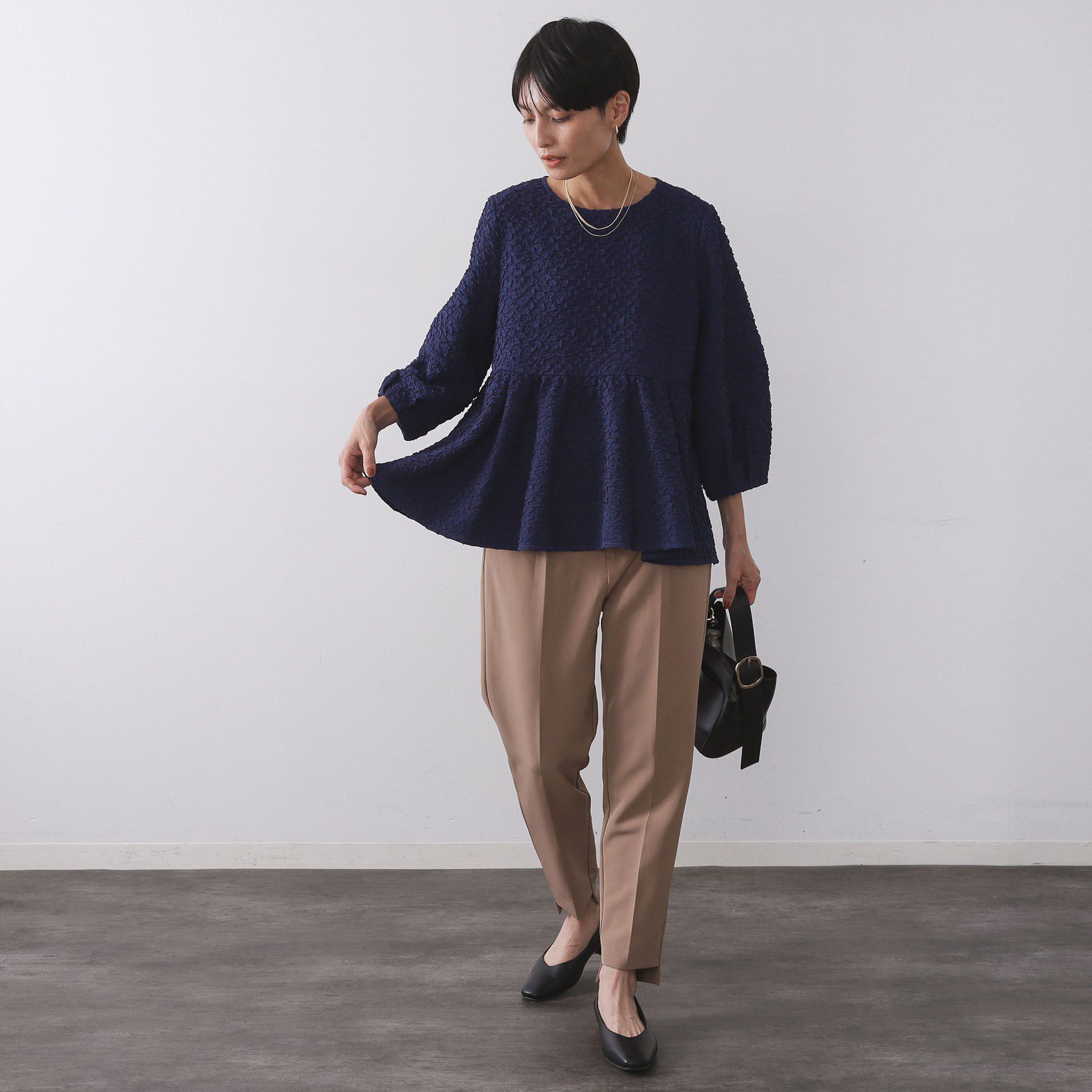 OPAQUE.CLIP「ふくれジャカードペプラムブラウス【洗濯機OK】」|シャツ・ブラウス|