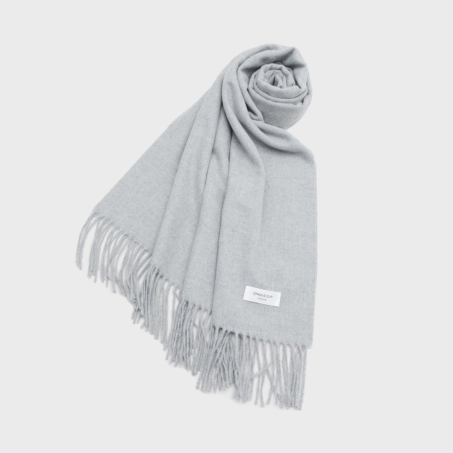 OPAQUE.CLIP「大判無地フリンジボリュームストール」|ストール|グレー(012)
