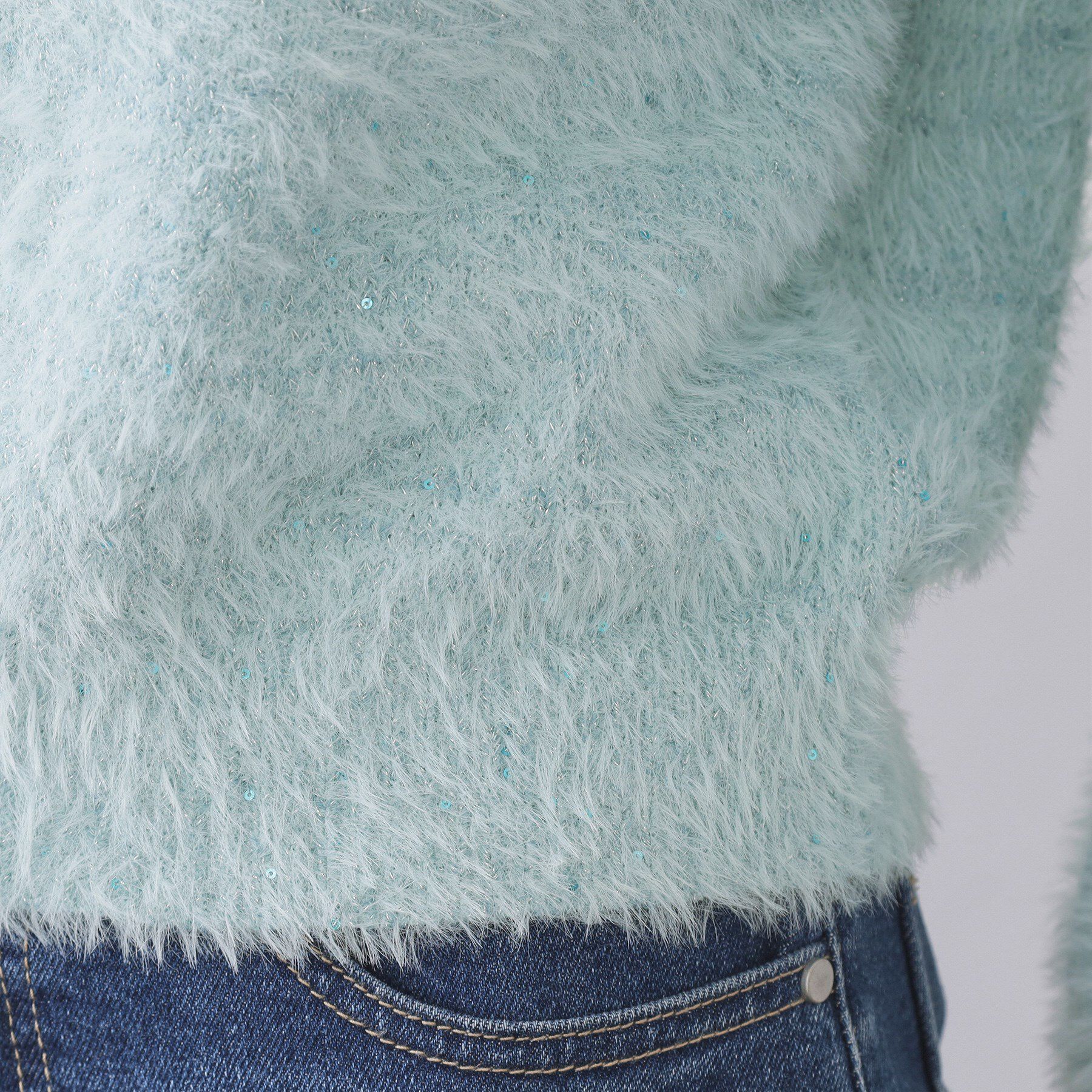 OPAQUE.CLIP「スパンコールフェザーVネックニット【洗濯機OK】」|ニット・セーター|