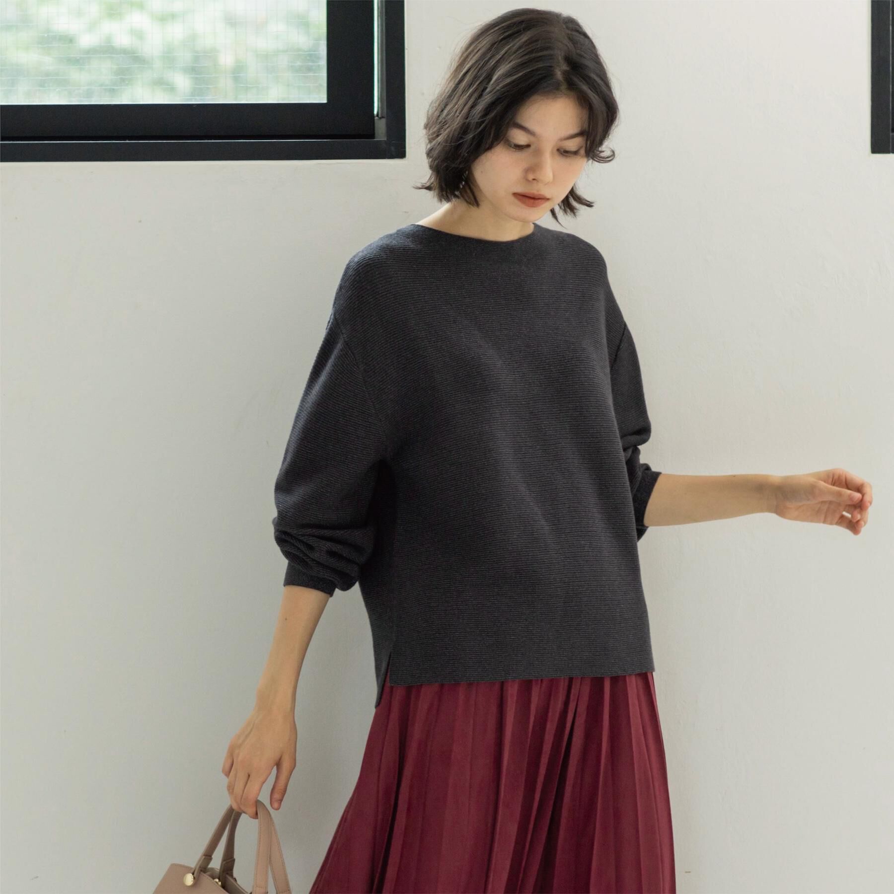 OPAQUE.CLIP「ラメガーターボートネックニット【洗濯機OK】」|ニット・セーター|