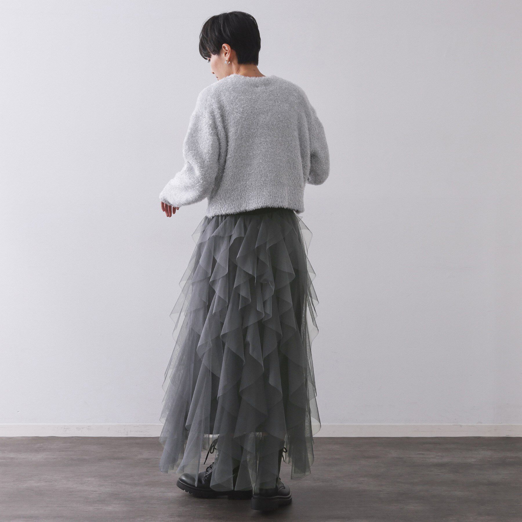 OPAQUE.CLIP「ラッフルチュールイージースカート【洗濯機OK】」|スカート|