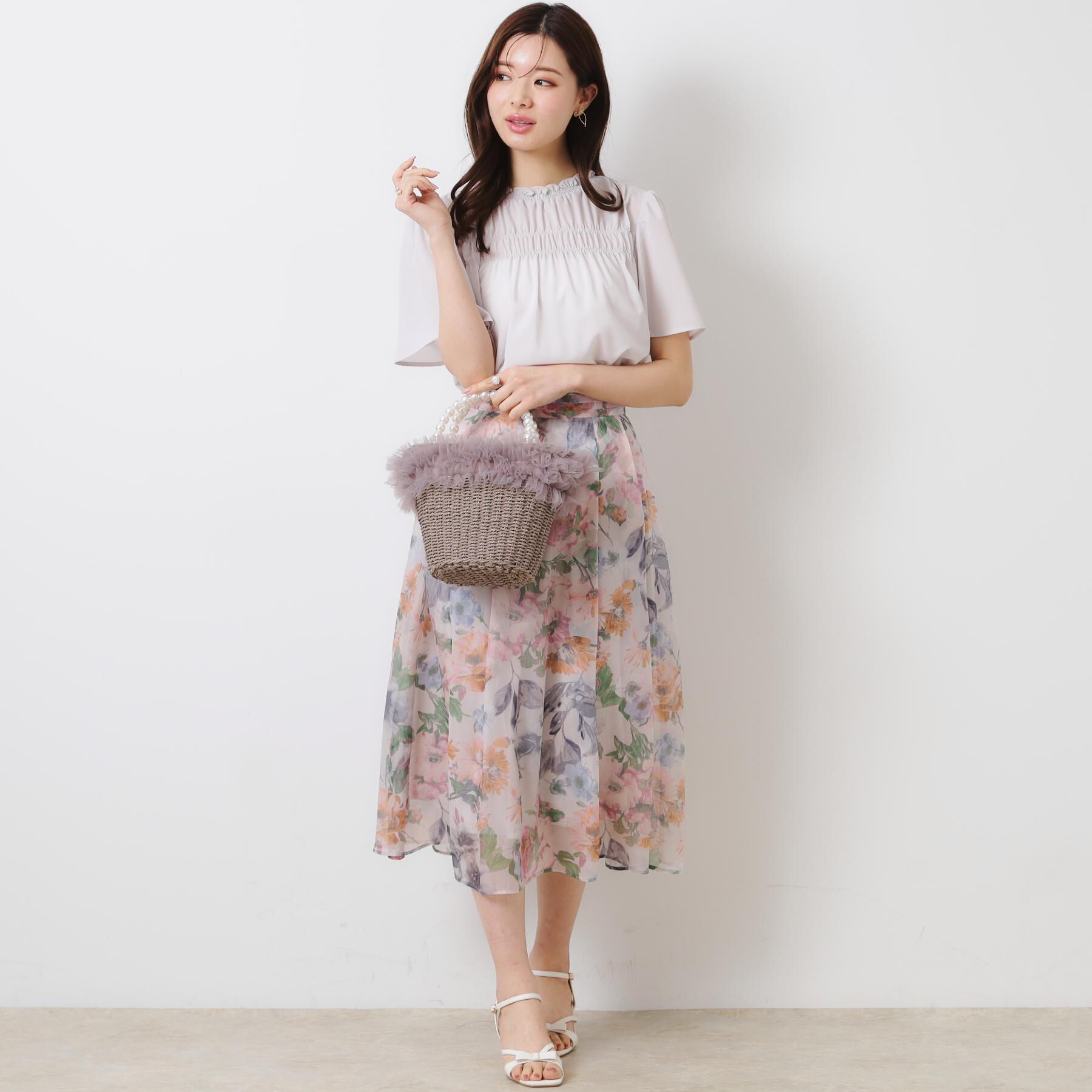 Couture broach「【一枚で着映える・華やか・上品】Summerオーガンフルールスカート」|スカート|