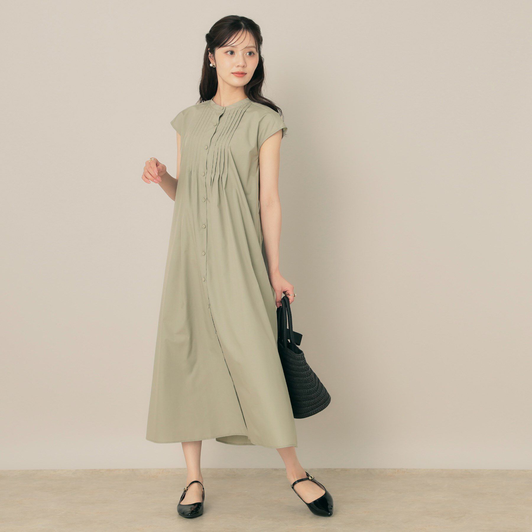 Couture broach「【Aライン・細見え】フロントタックシャツワンピース」|ワンピース|