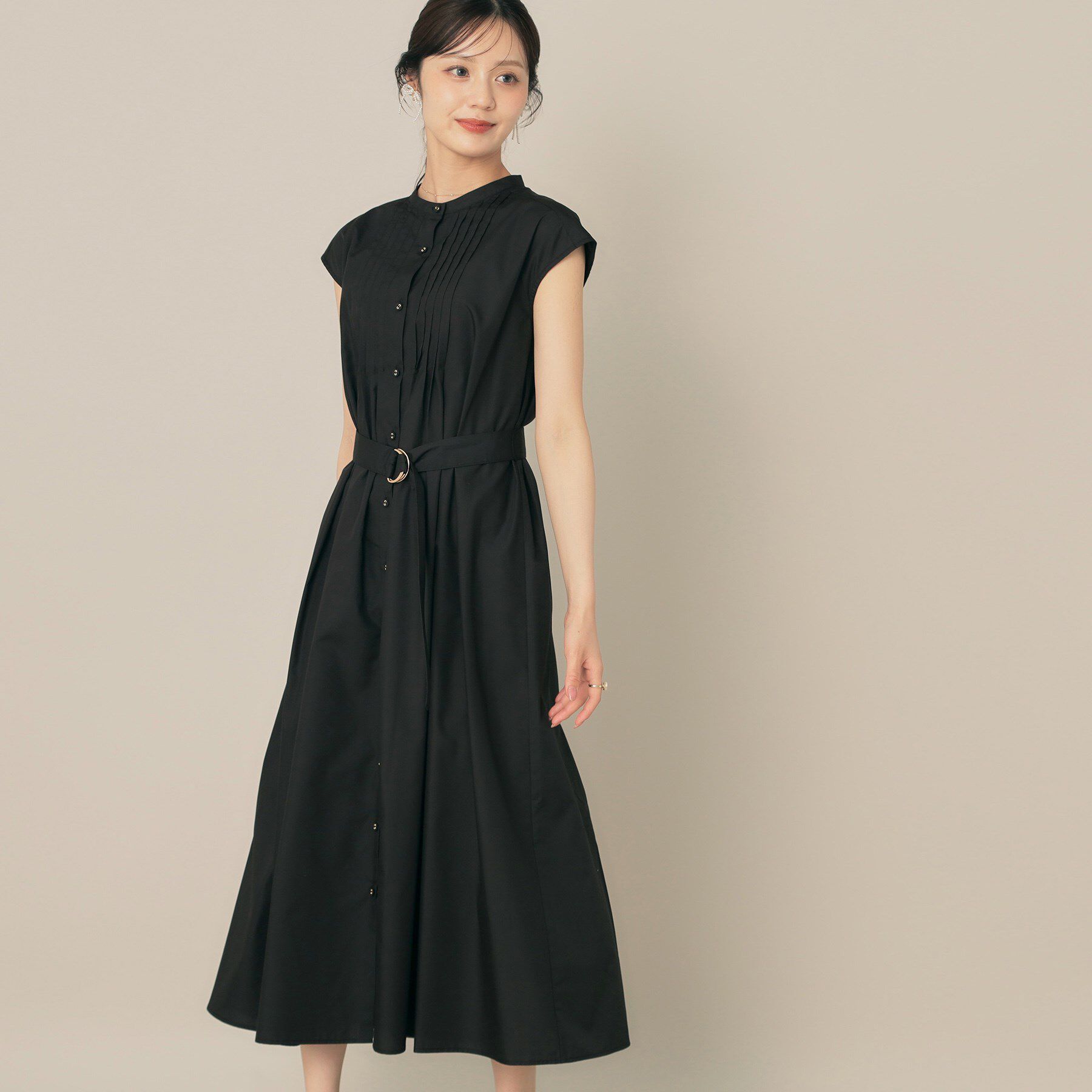 Couture broach「【Aライン・細見え】フロントタックシャツワンピース」|ワンピース|