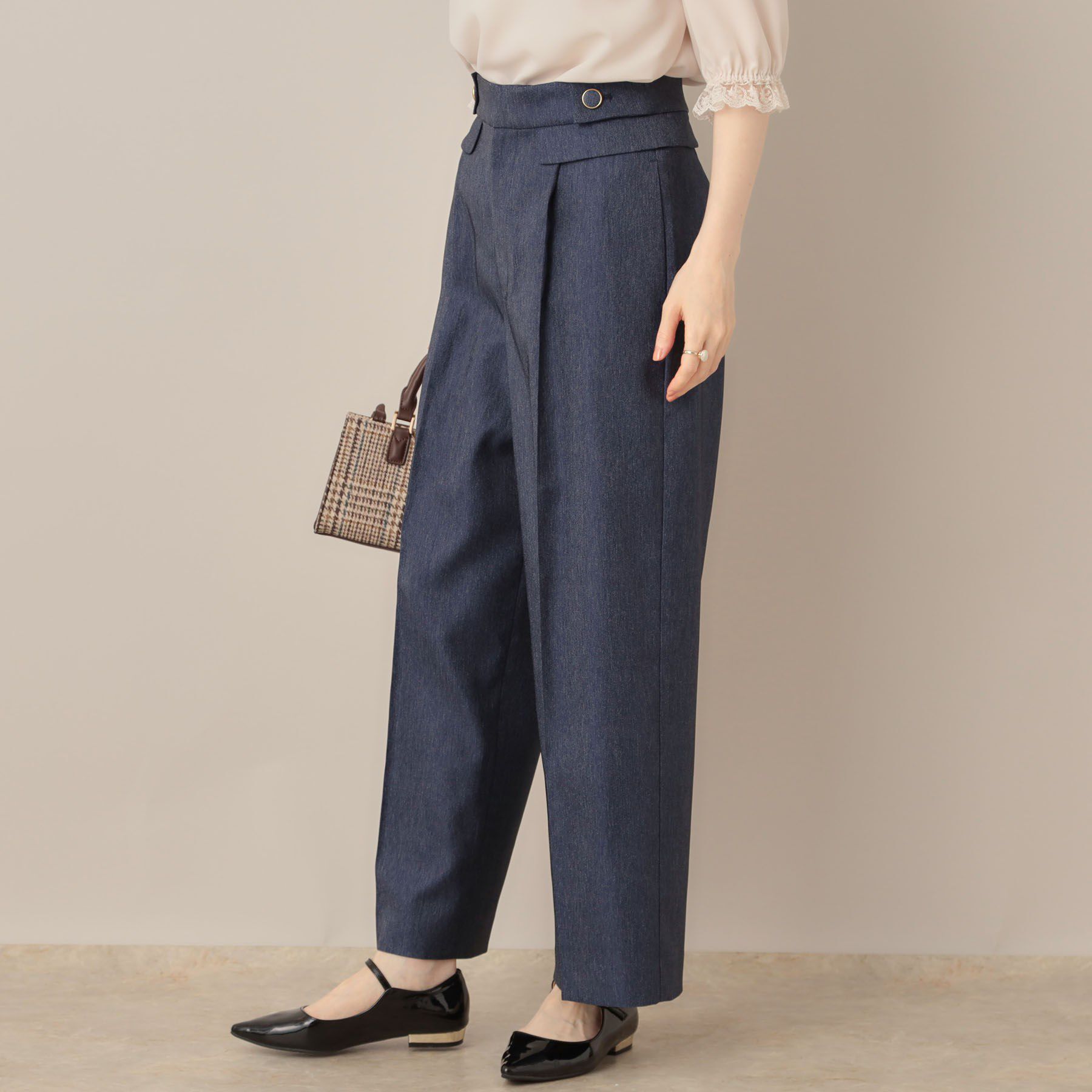 Couture broach「【マシンウォッシャブル・スッキリ見え】デニムライク釦デザインパンツ」|その他|