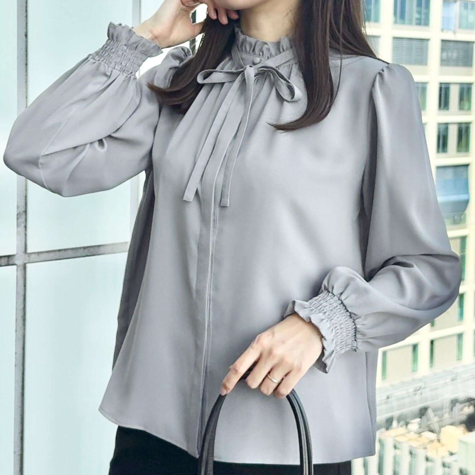 Couture broach「【フェミニン・通勤】タイ付きピコフリルブラウス」|シャツ・ブラウス|