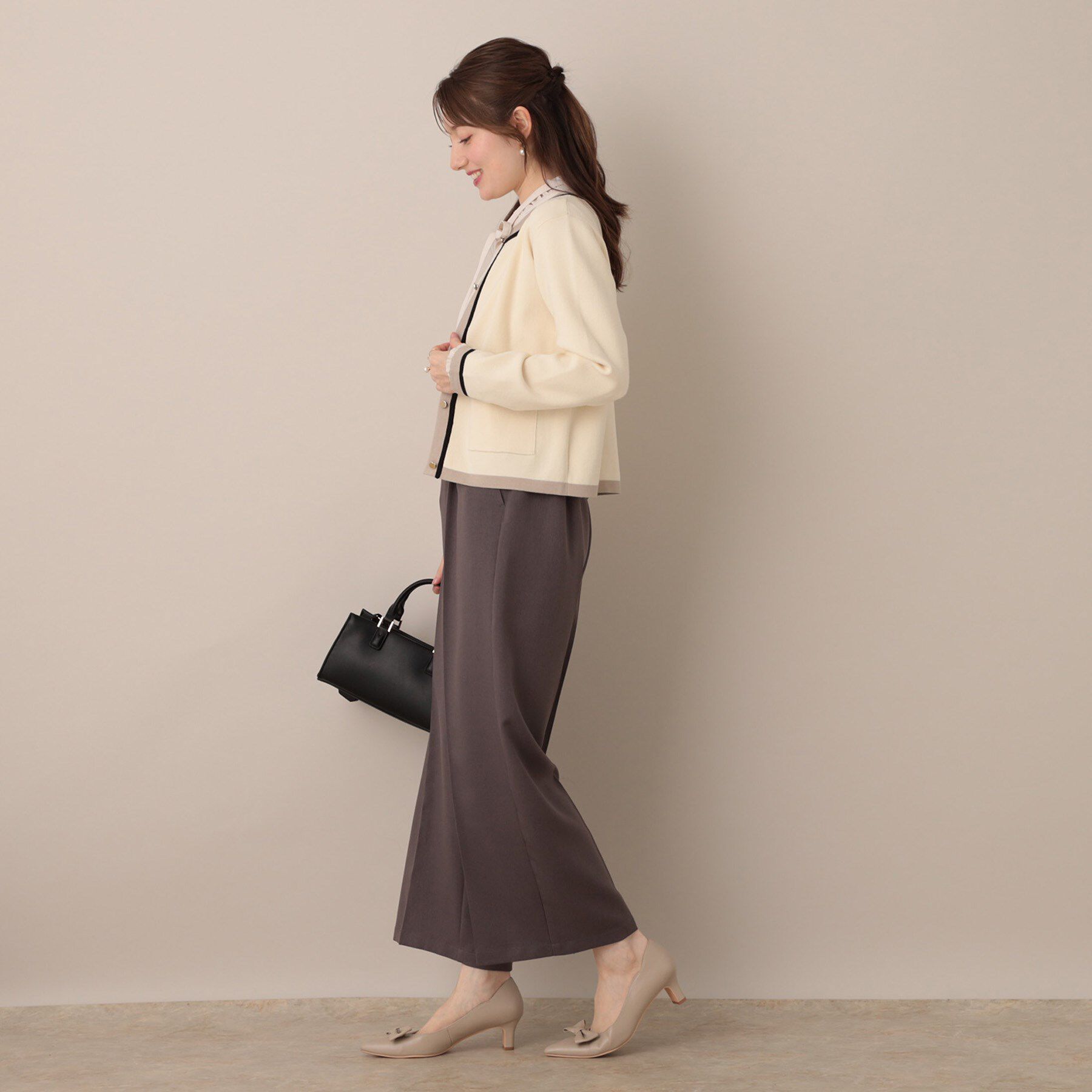 Couture broach「【高見え・通勤・大人可愛い】配色総針スカラカーディガン」|カーディガン|