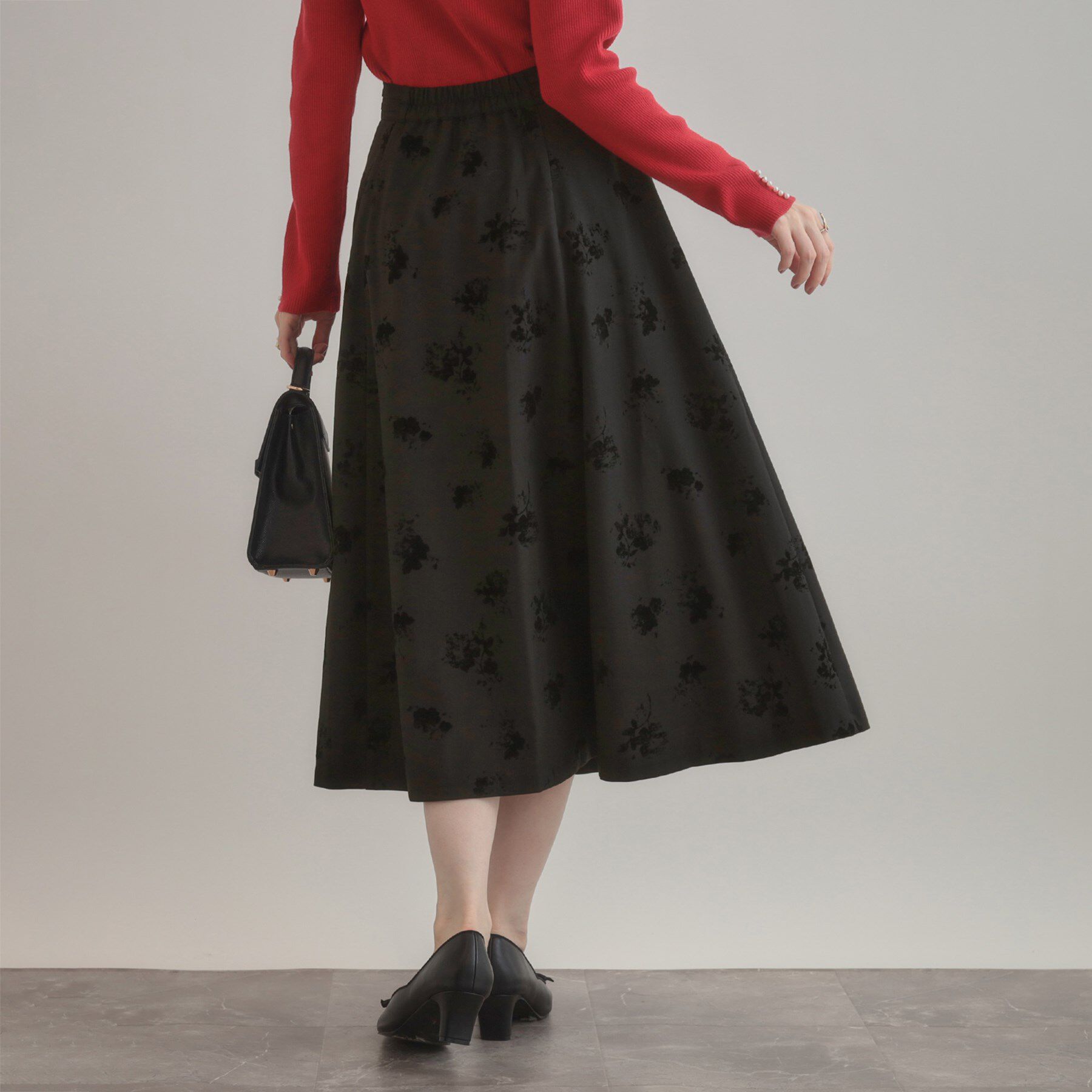 Couture broach「【美シルエット・通勤】フロッキーフラワープリントスカート」|スカート|
