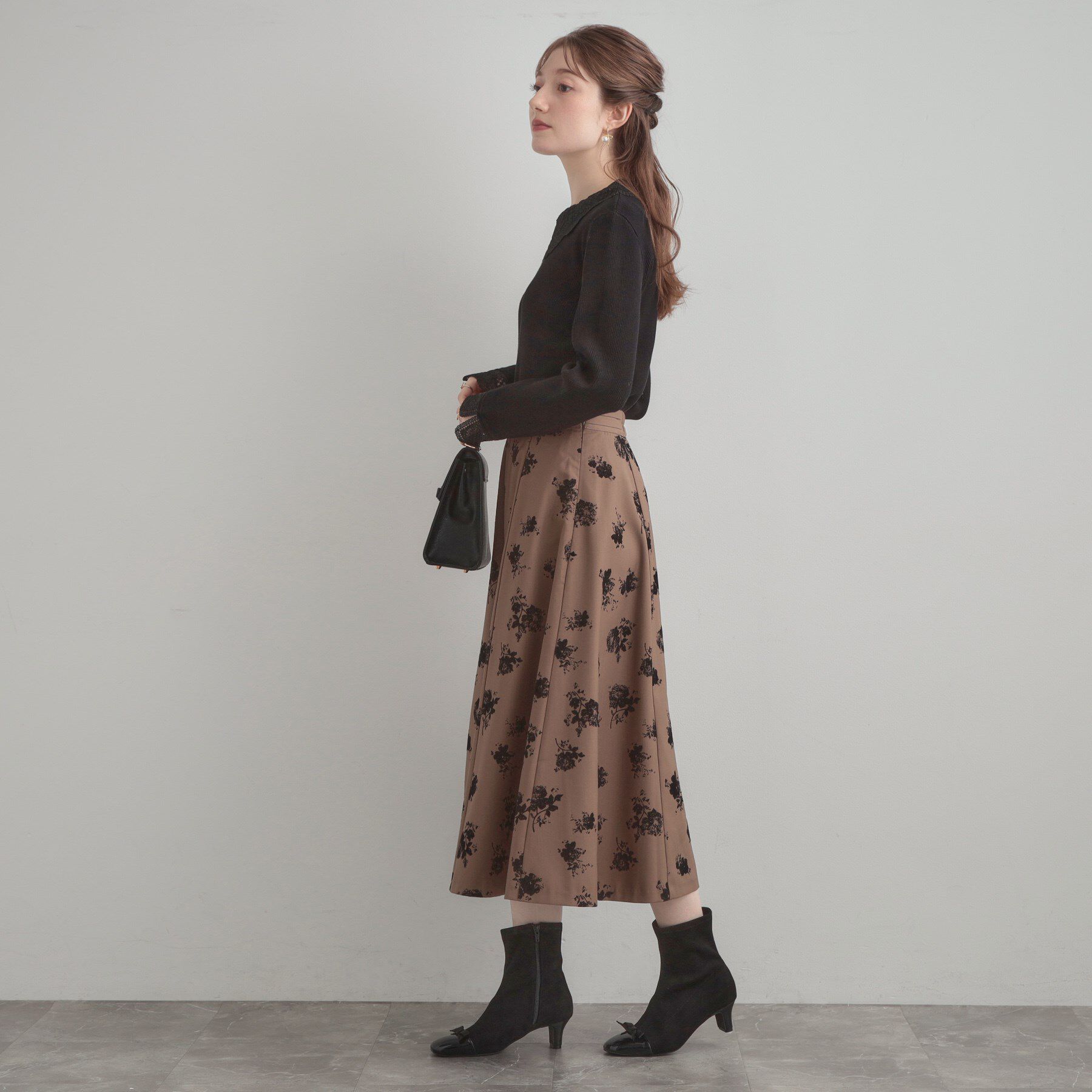 Couture broach「【着映え・フェミニン・通勤】レース衿カフス付きリブニット」|ニット・セーター|