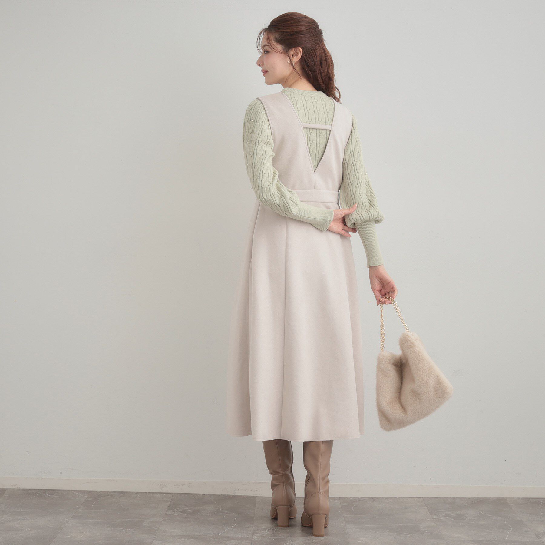 Couture broach「【華やぎ・一枚で着映え】ケーブルパール調ニット」|ニット・セーター|