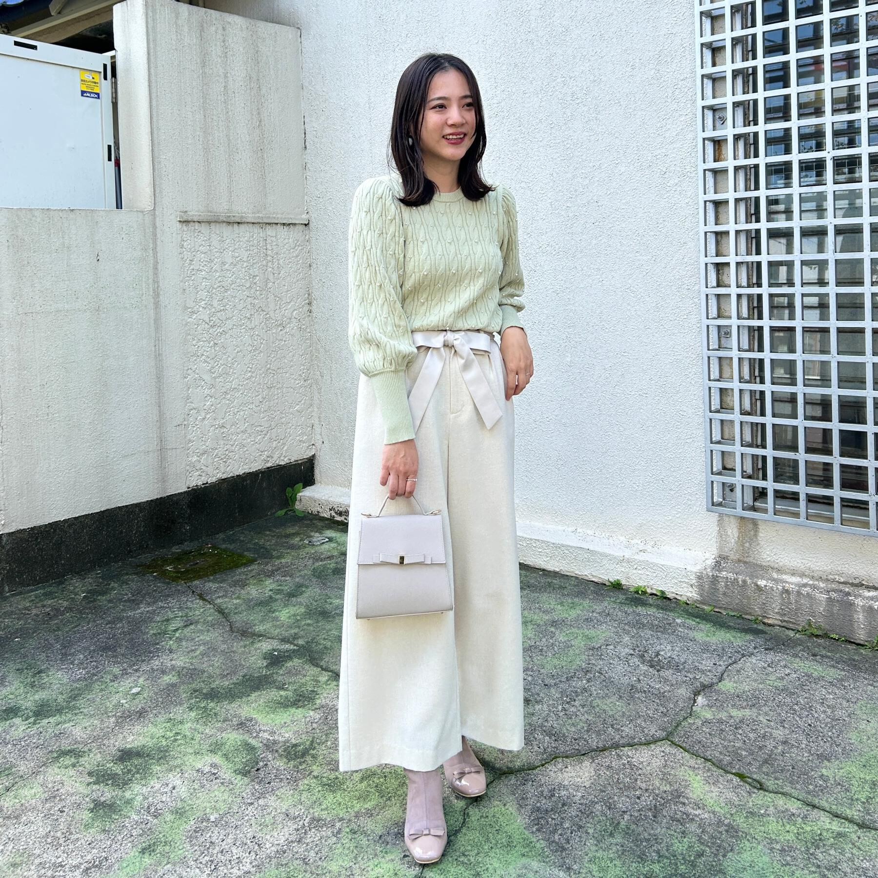 Couture broach「【華やぎ・一枚で着映え】ケーブルパール調ニット」|ニット・セーター|