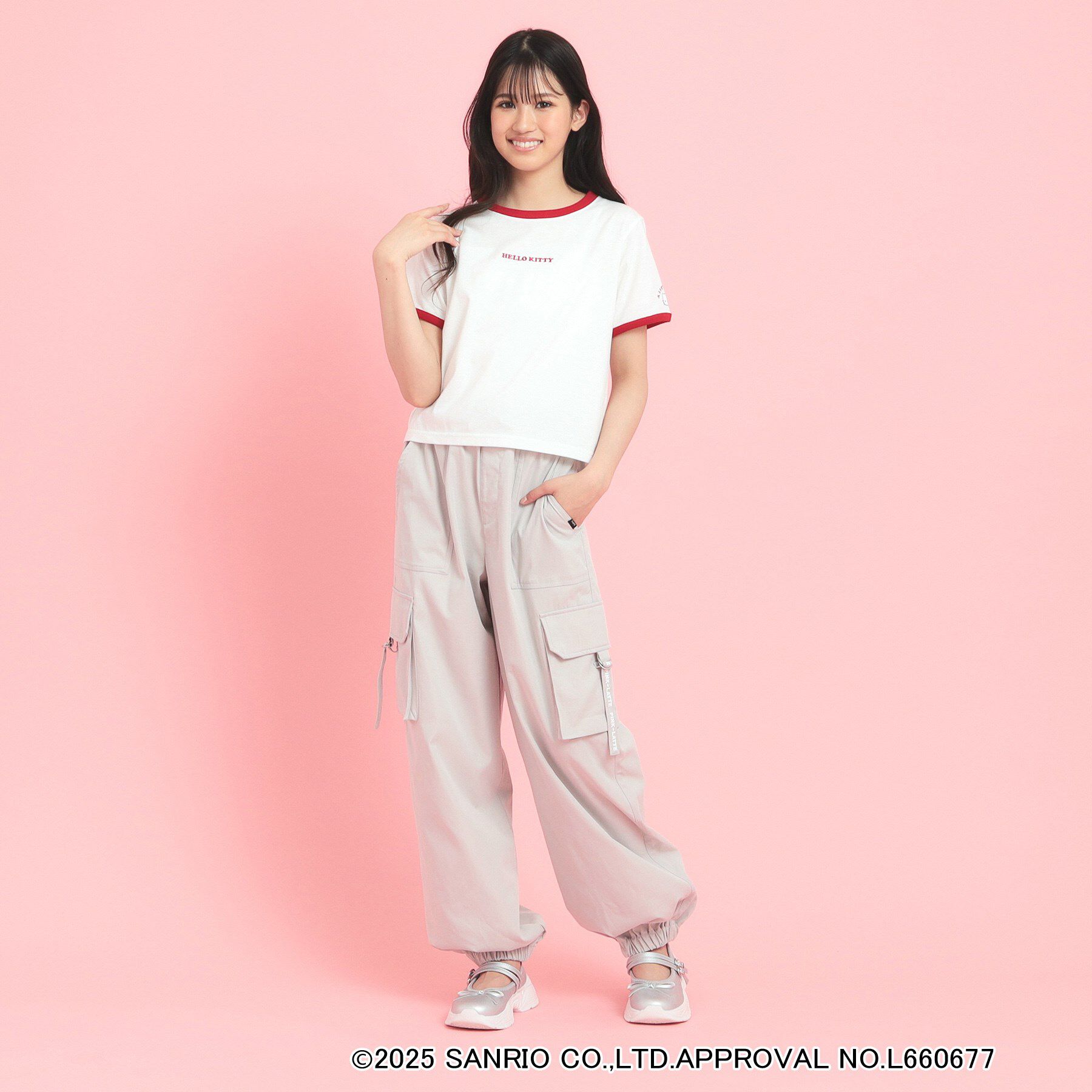 PINK-latte「【サンリオキャラクターズコラボ】リンガーTシャツ」|Tシャツ・カットソー|