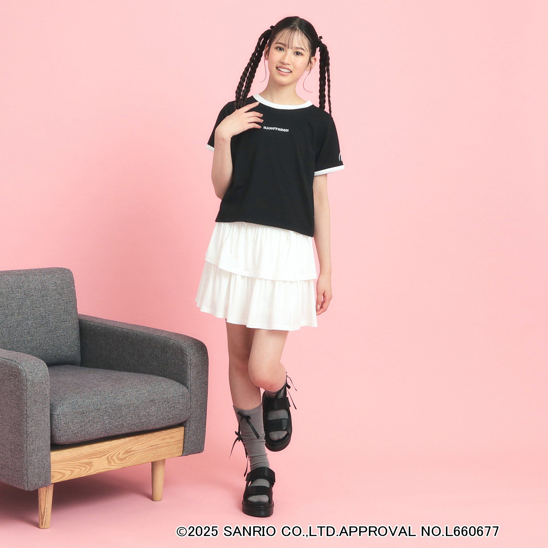 PINK-latte「【サンリオキャラクターズコラボ】リンガーTシャツ」|Tシャツ・カットソー|