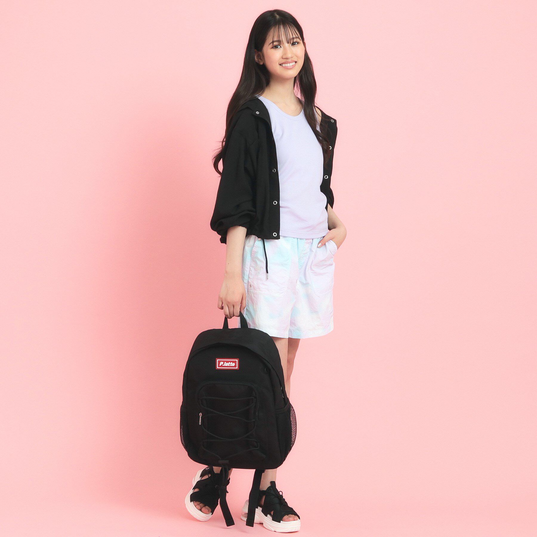 PINK-latte「【容量約20L】ドローコードリュック」|リュック|