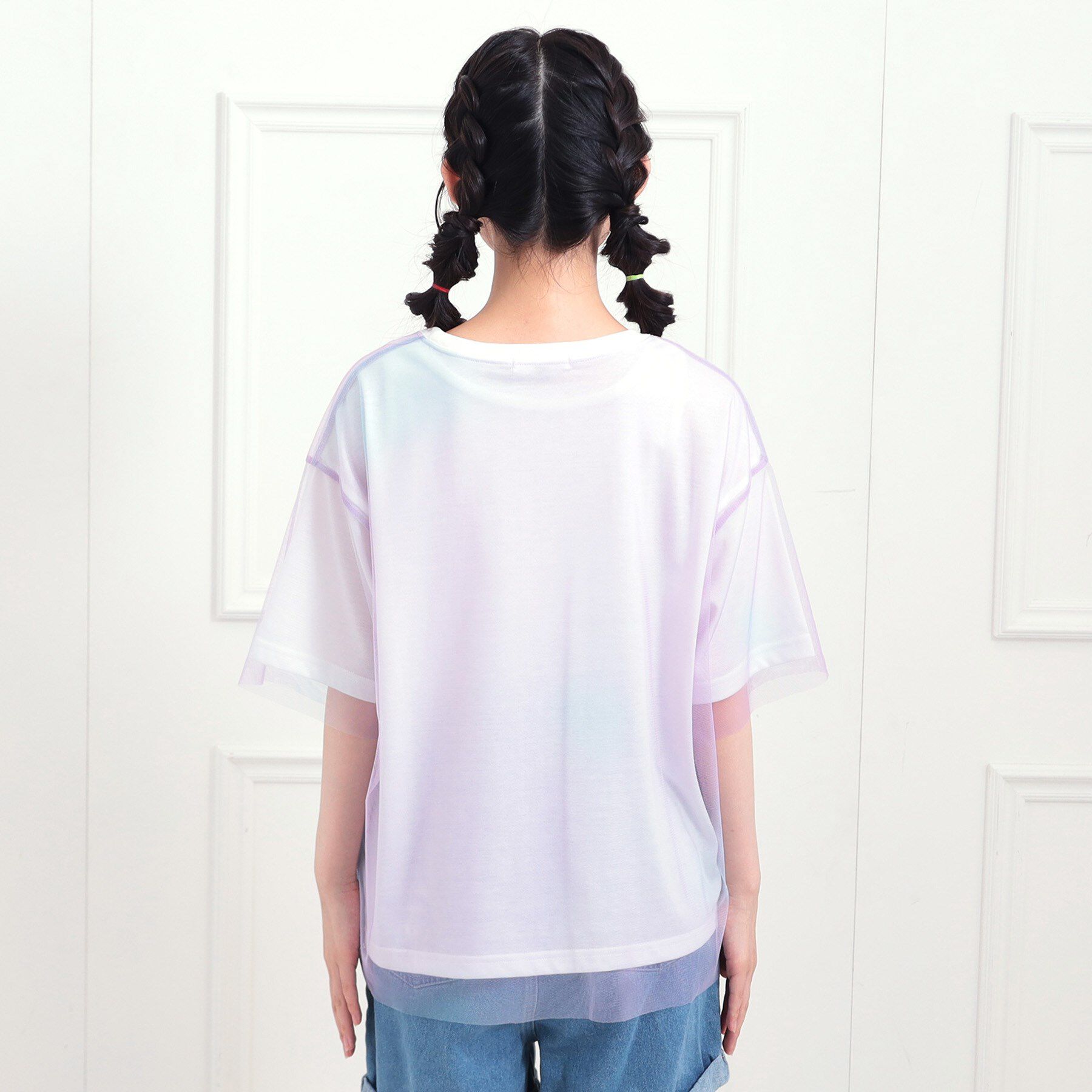 PINK-latte「チュールドッキングビッグTシャツ」|Tシャツ・カットソー|