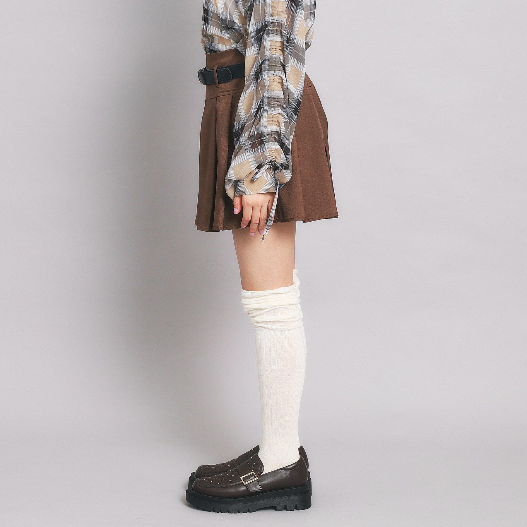 PINK-latte「ベルト付プリーツスカート」|スカート|