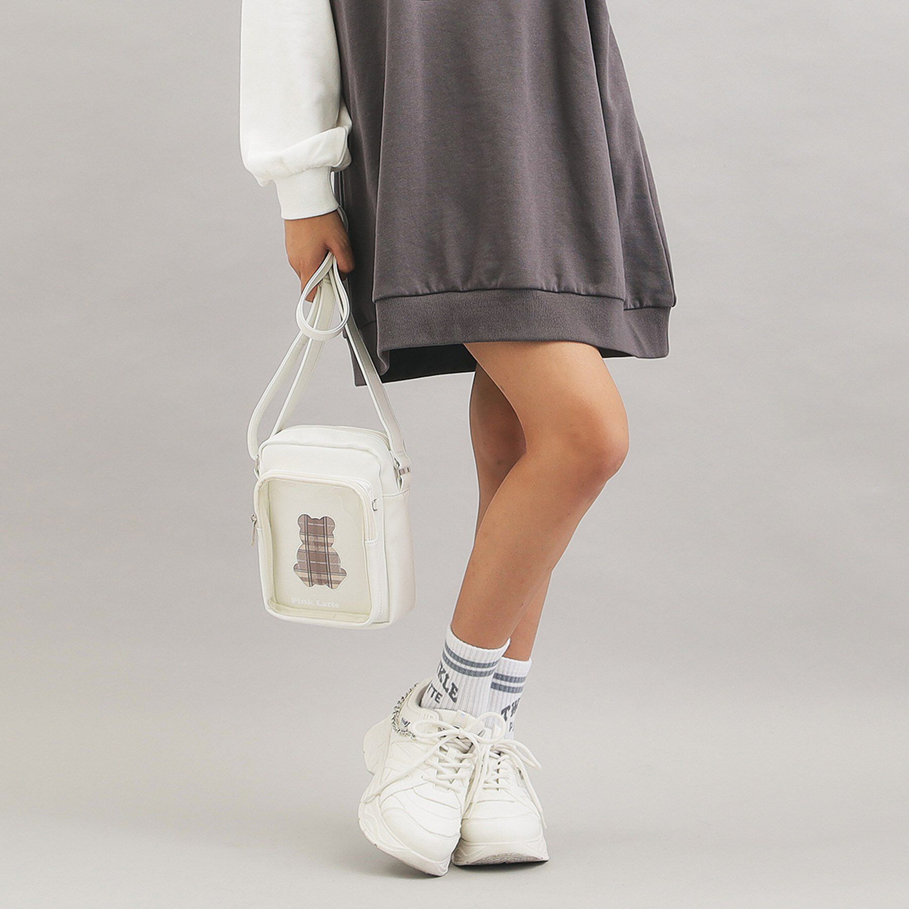 PINK-latte「クマチェックショルダー」|ショルダー・メッセンジャー|オフホワイト(003