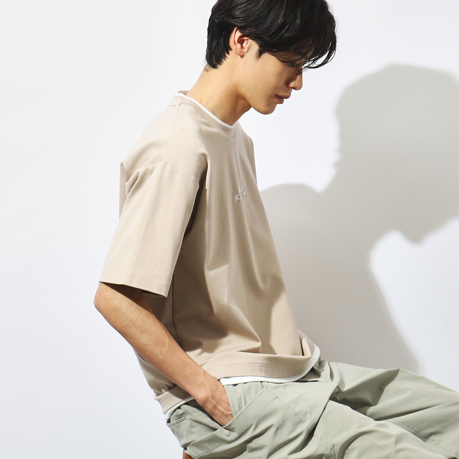 THE SHOP TK「【接触冷感】ポンチフェイクレイヤードTシャツ」|Tシャツ・カットソー|