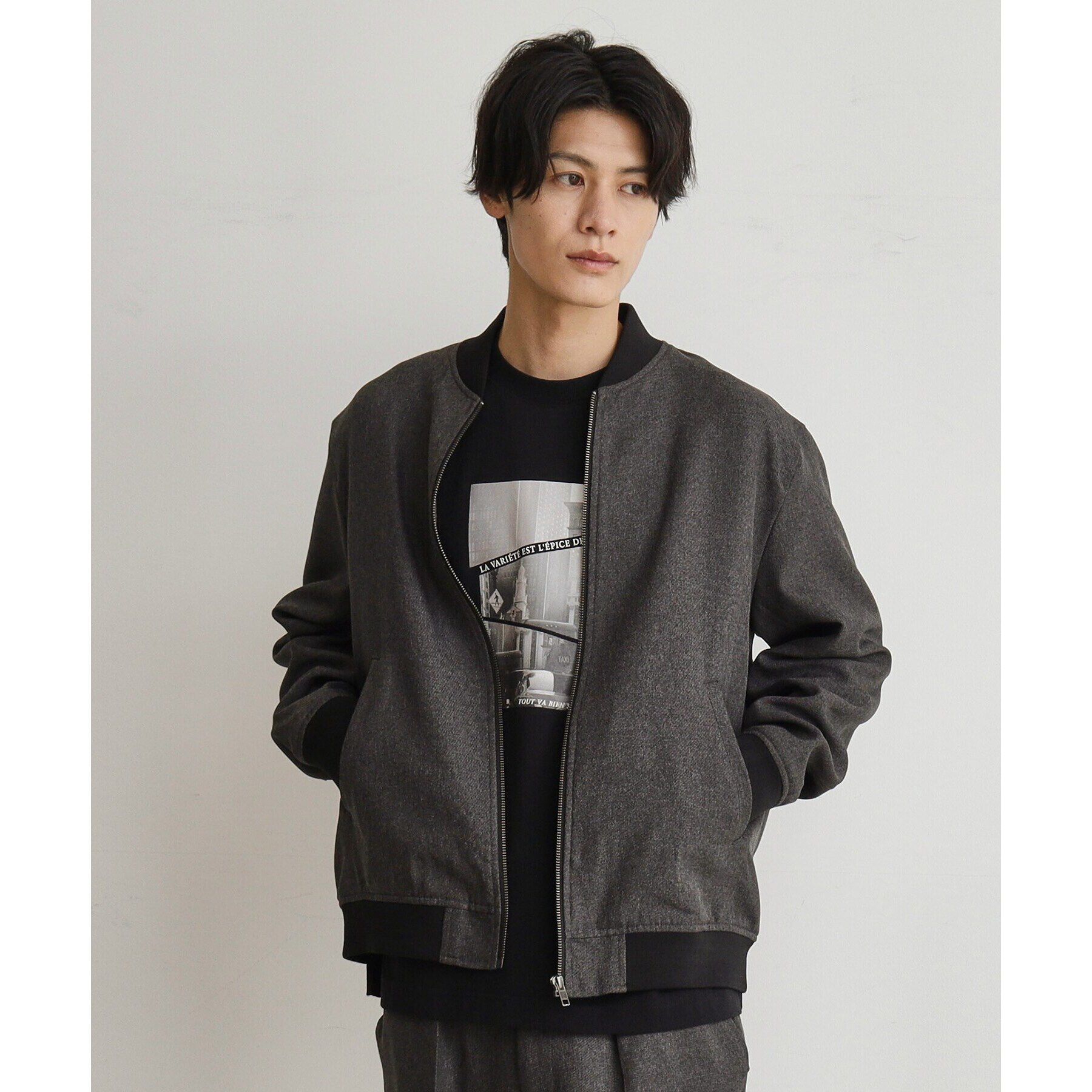 THE SHOP TK「【セットアップ可】シャークスキンリブブルゾン」|ブルゾン・スタジャン|