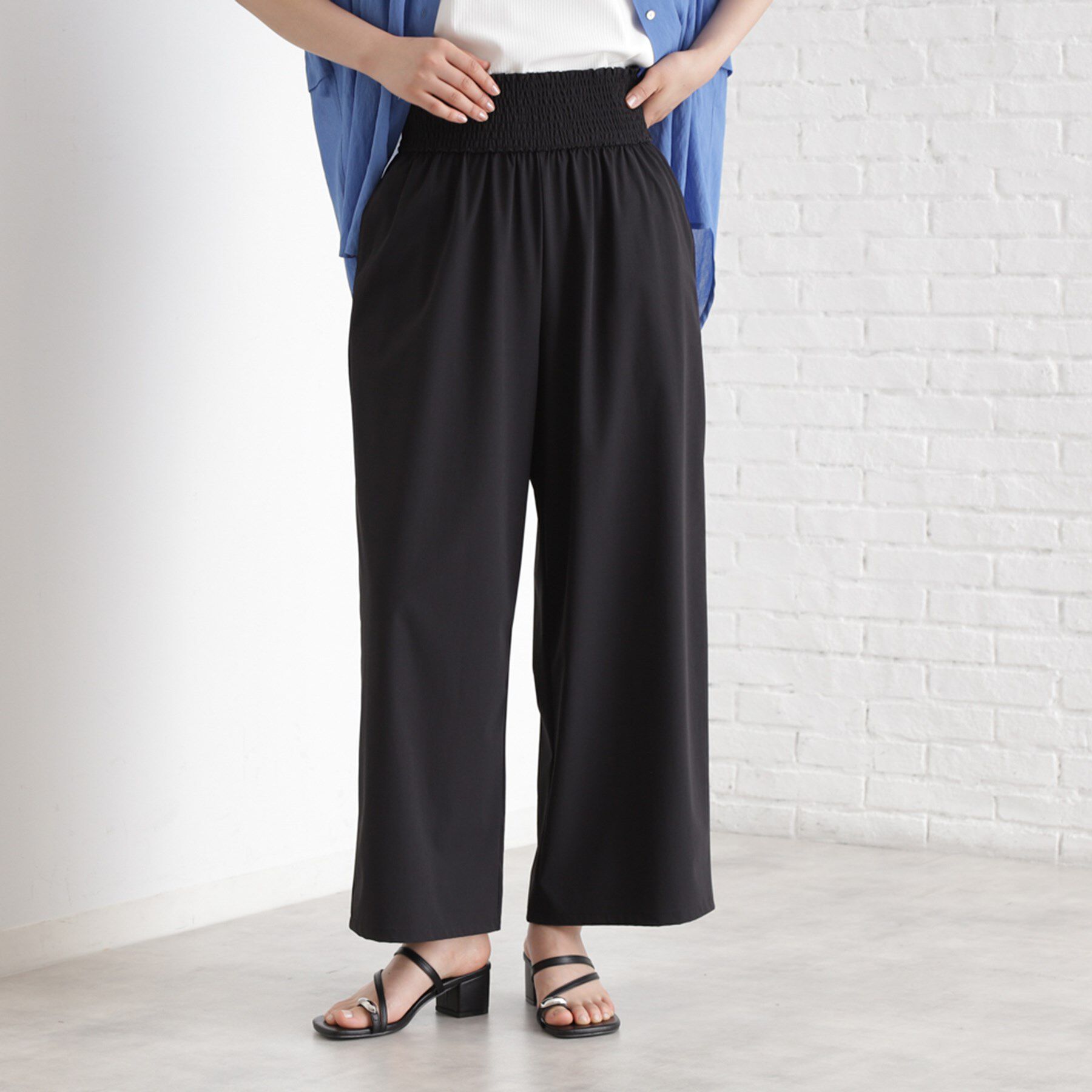 THE SHOP TK「ウエストシャーリングパンツ【撥水/接触冷感/UV/洗濯機OK】」|その他|ブラック(019)