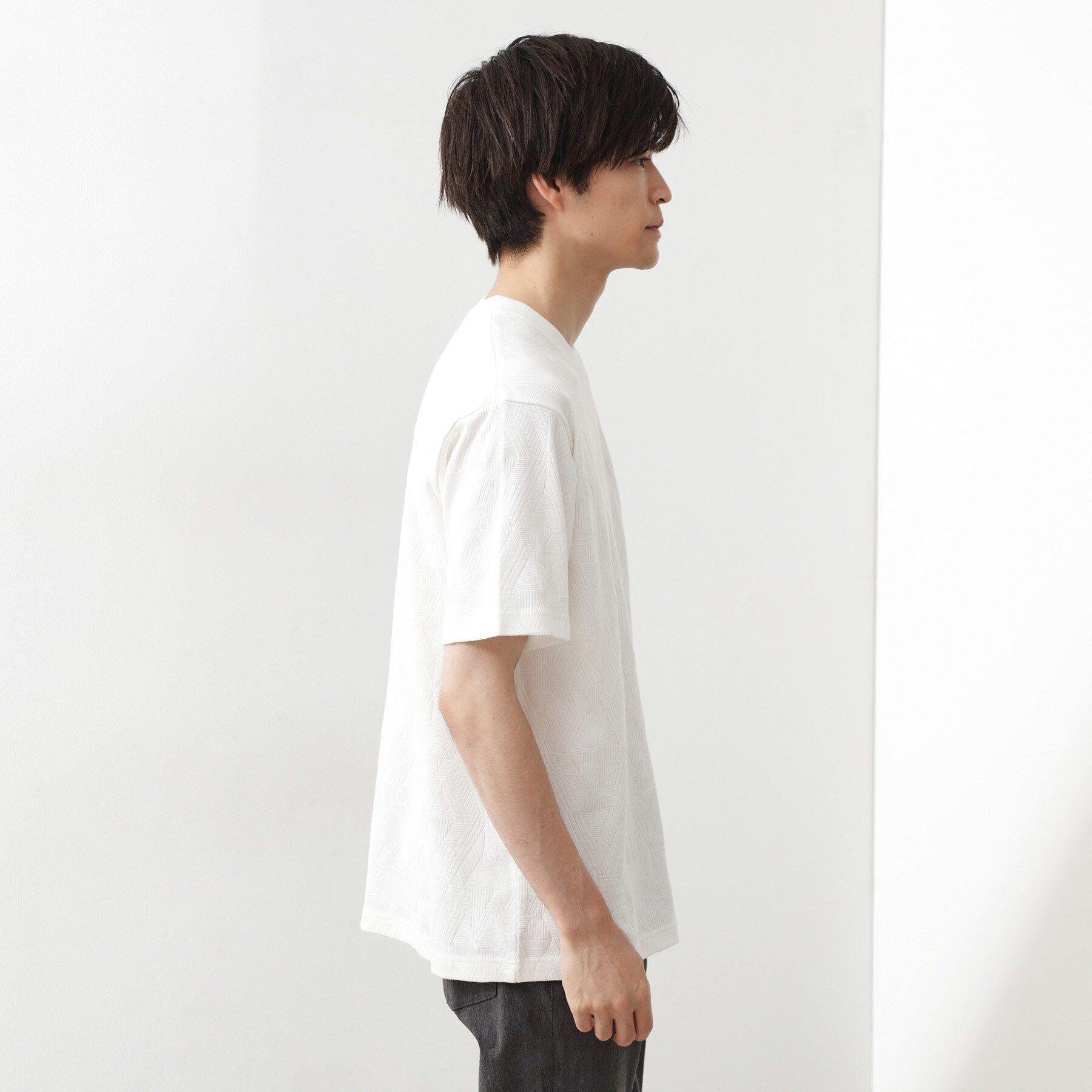 THE SHOP TK「パターンジャカード半袖Tシャツ【洗濯機OK】」|Tシャツ・カットソー|