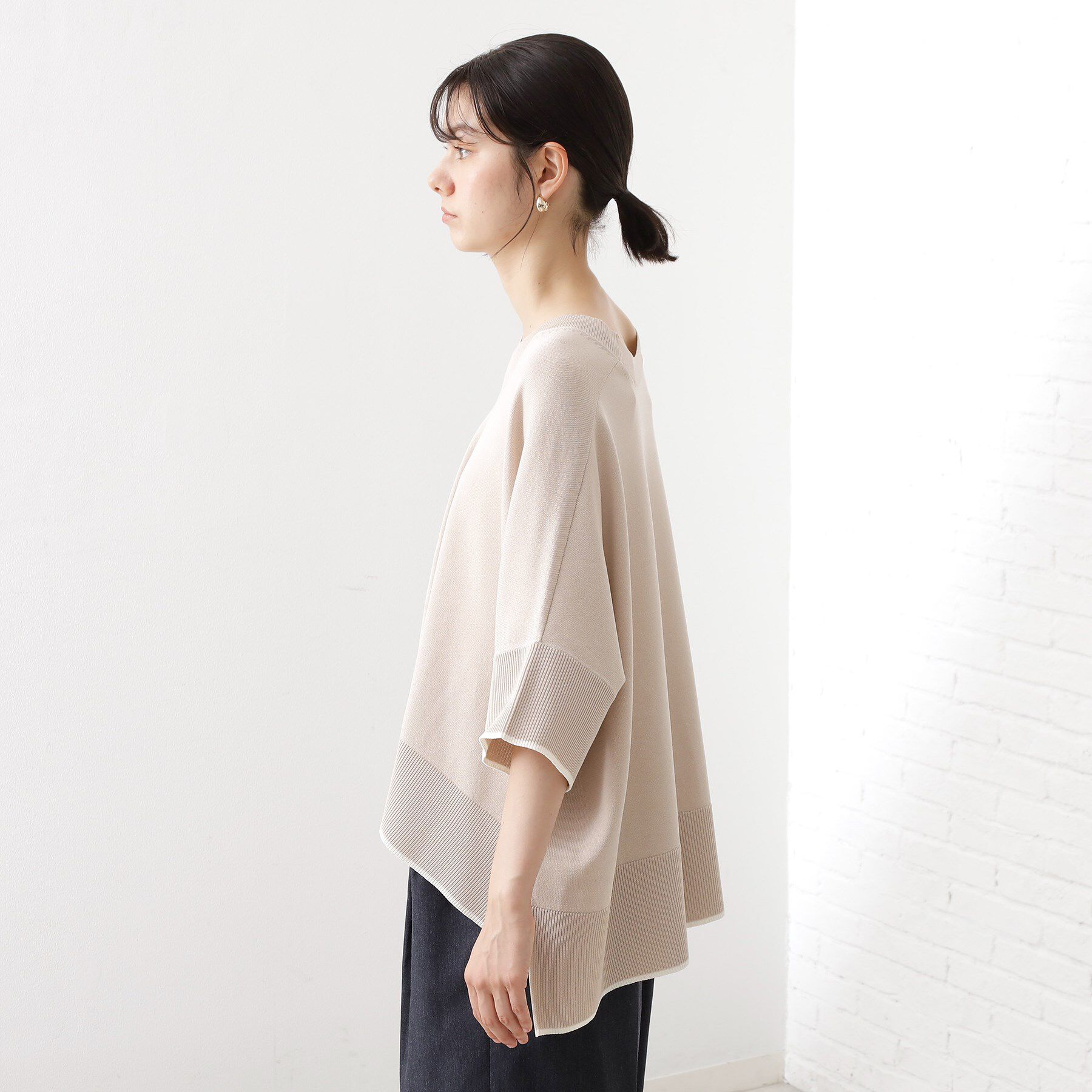 THE SHOP TK「Vネックドルマンニット【毛玉になりにくい/洗濯機OK】」|ニット・セーター|