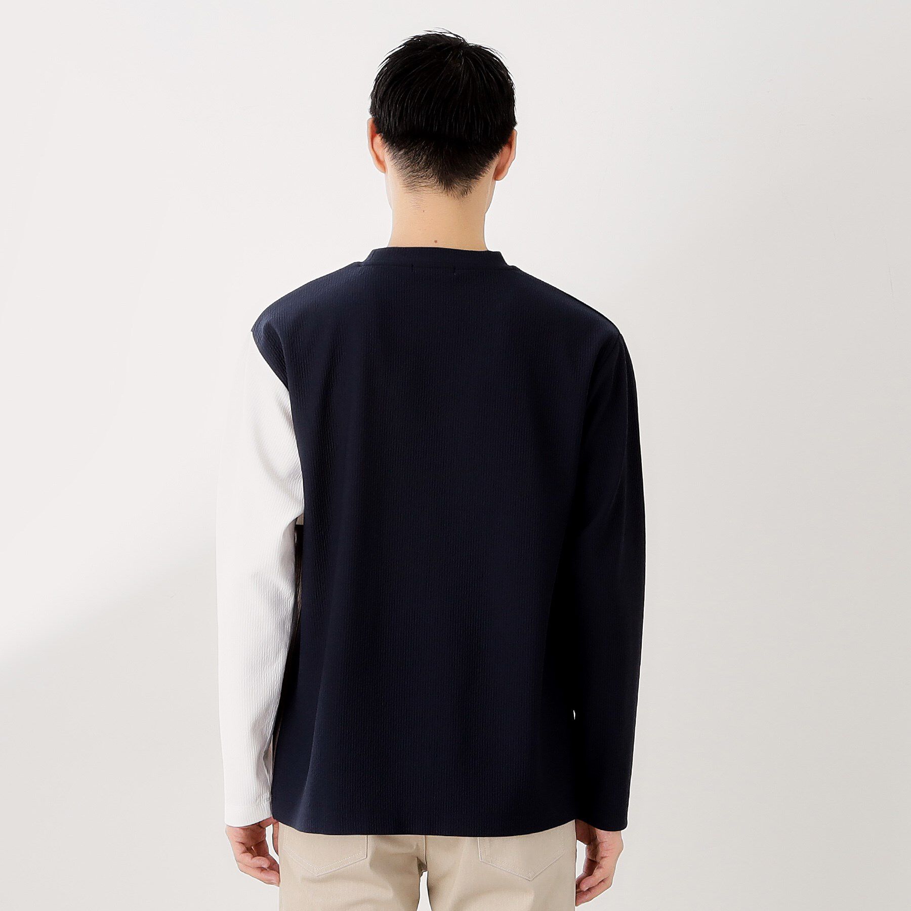 THE SHOP TK「【一枚で着映える】パネルブロッキング長袖Tシャツ 【洗濯機OK】」|Tシャツ・カットソー|