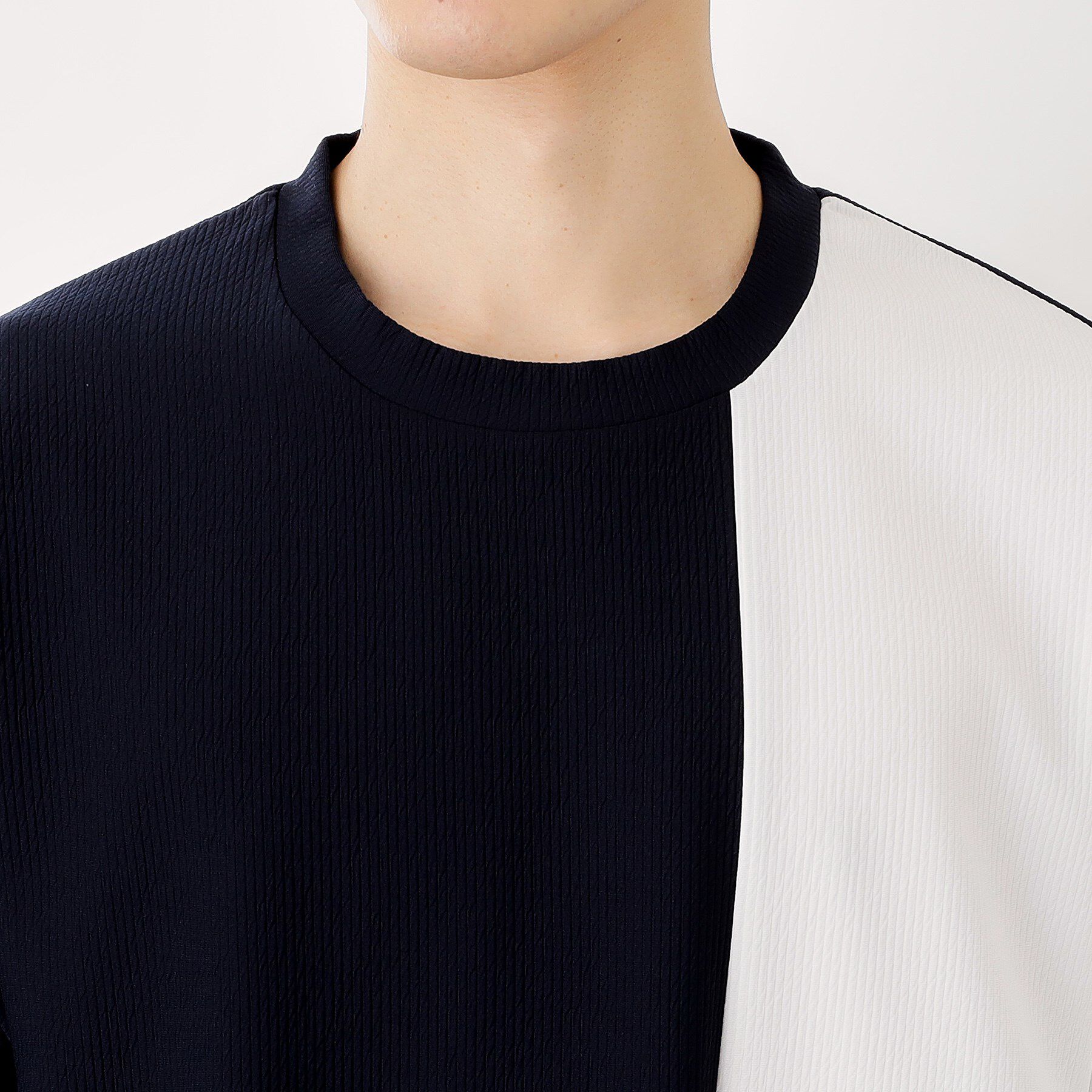 THE SHOP TK「【一枚で着映える】パネルブロッキング長袖Tシャツ 【洗濯機OK】」|Tシャツ・カットソー|