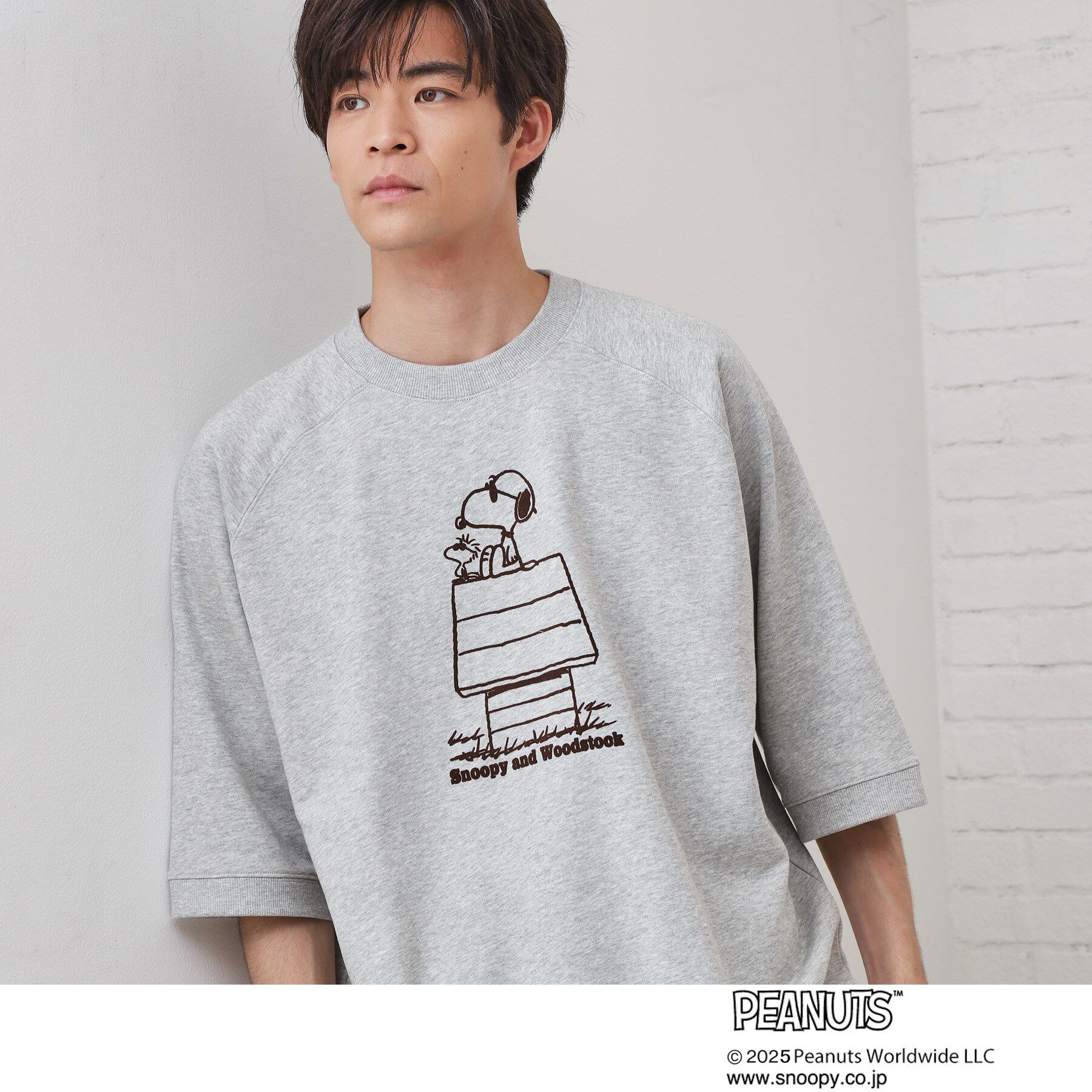 THE SHOP TK「Peanuts スヌーピー 6分袖裏毛スウェット」|Tシャツ・カットソー|