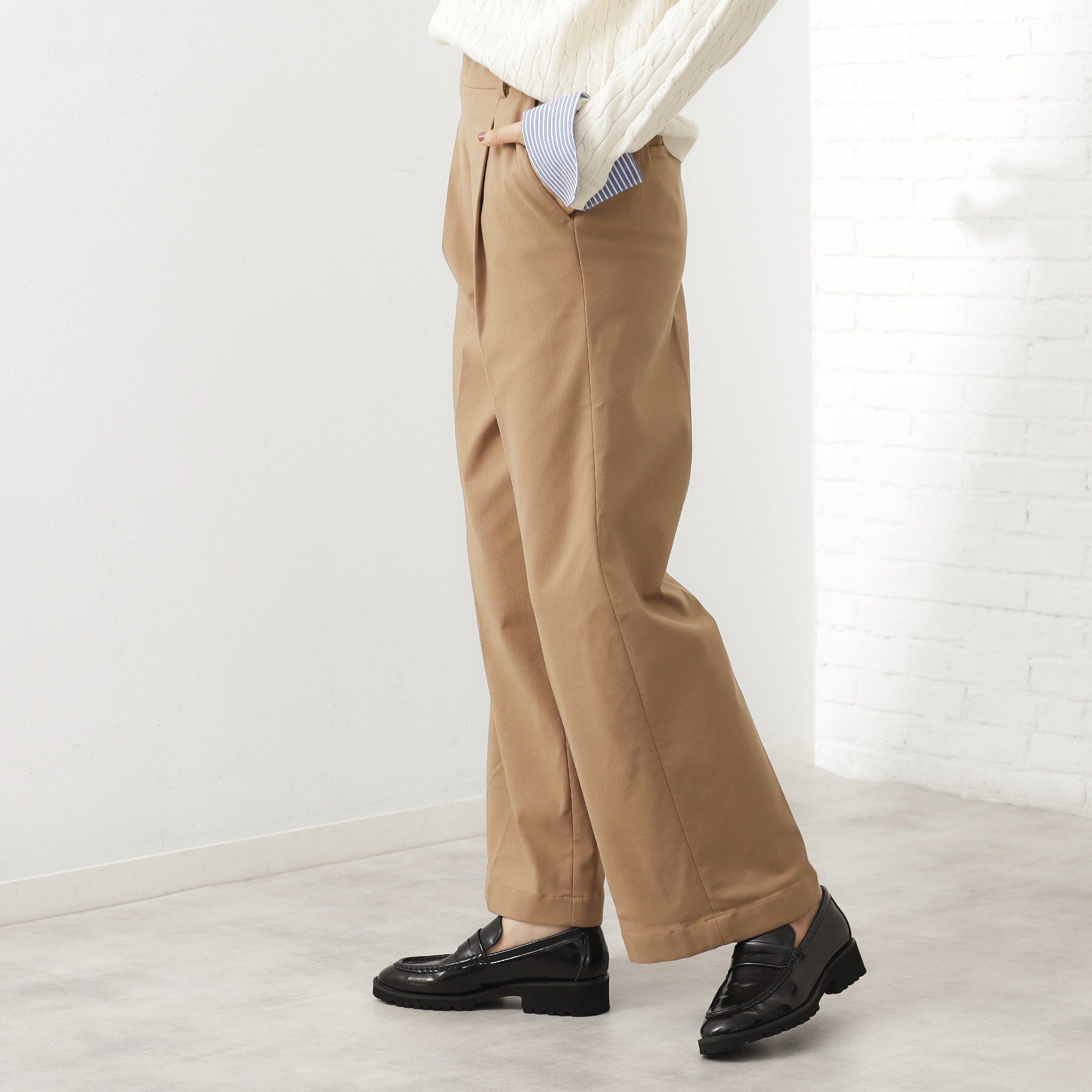 THE SHOP TK「【ラクで快適】ハイパーストレッチ あったか裏起毛ワイドパンツ」|その他|