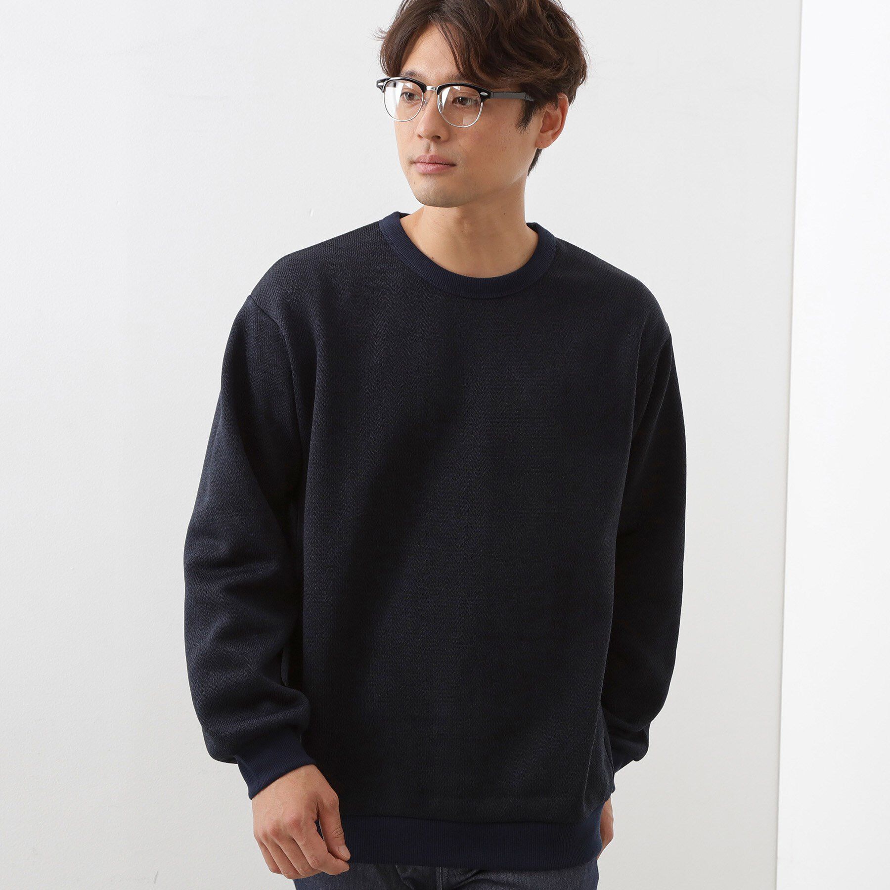 THE SHOP TK「【裏起毛で暖かい】レトロフリーススウェット 洗濯機OK」|パーカー|ネイビー(094)