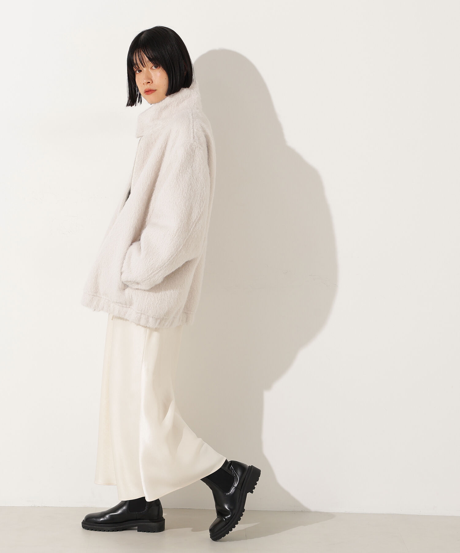  「スタンドネックシャギーブルゾン」|ブルゾン・スタジャン|