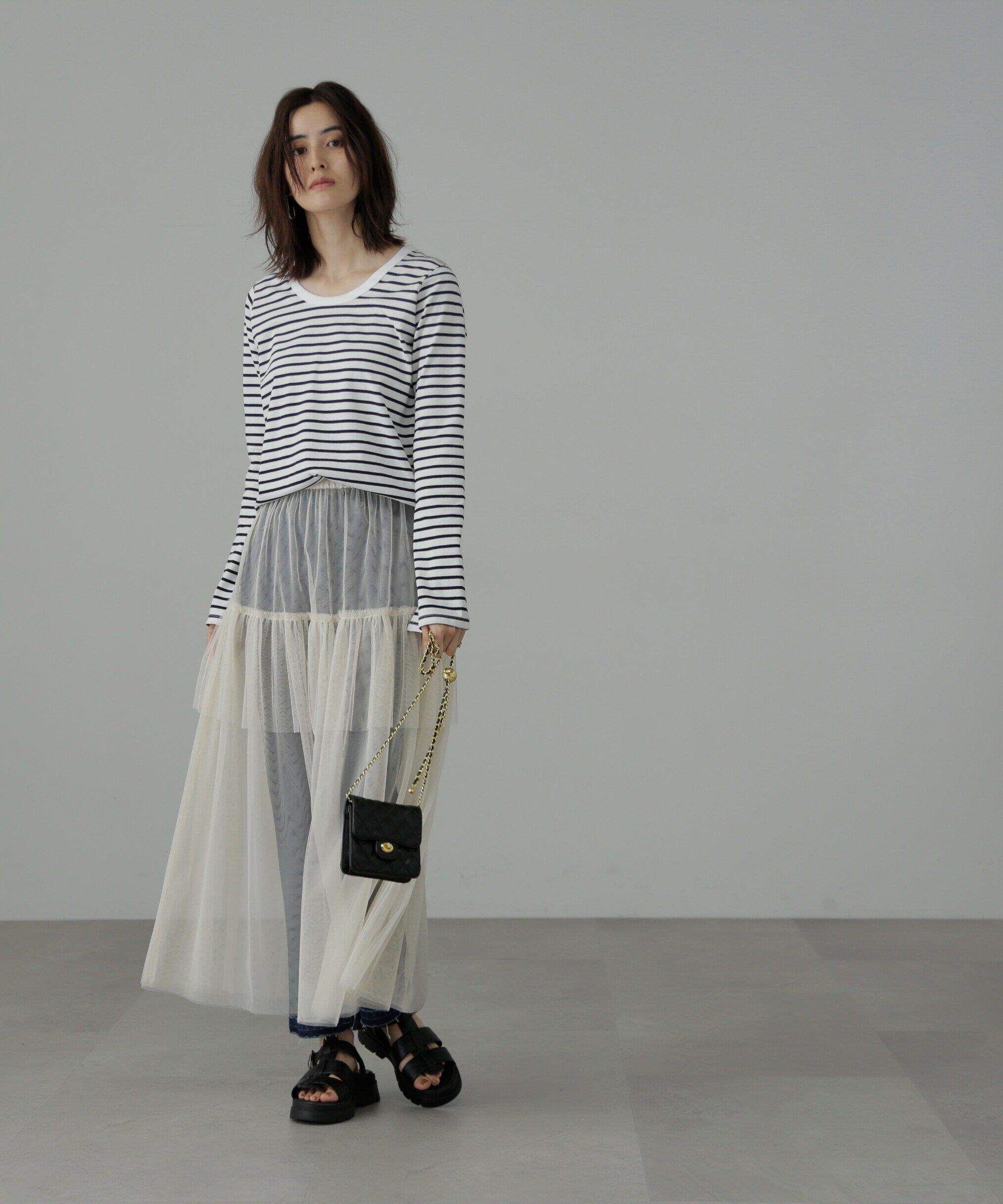  「チュールティアードマキシスカート」|スカート|