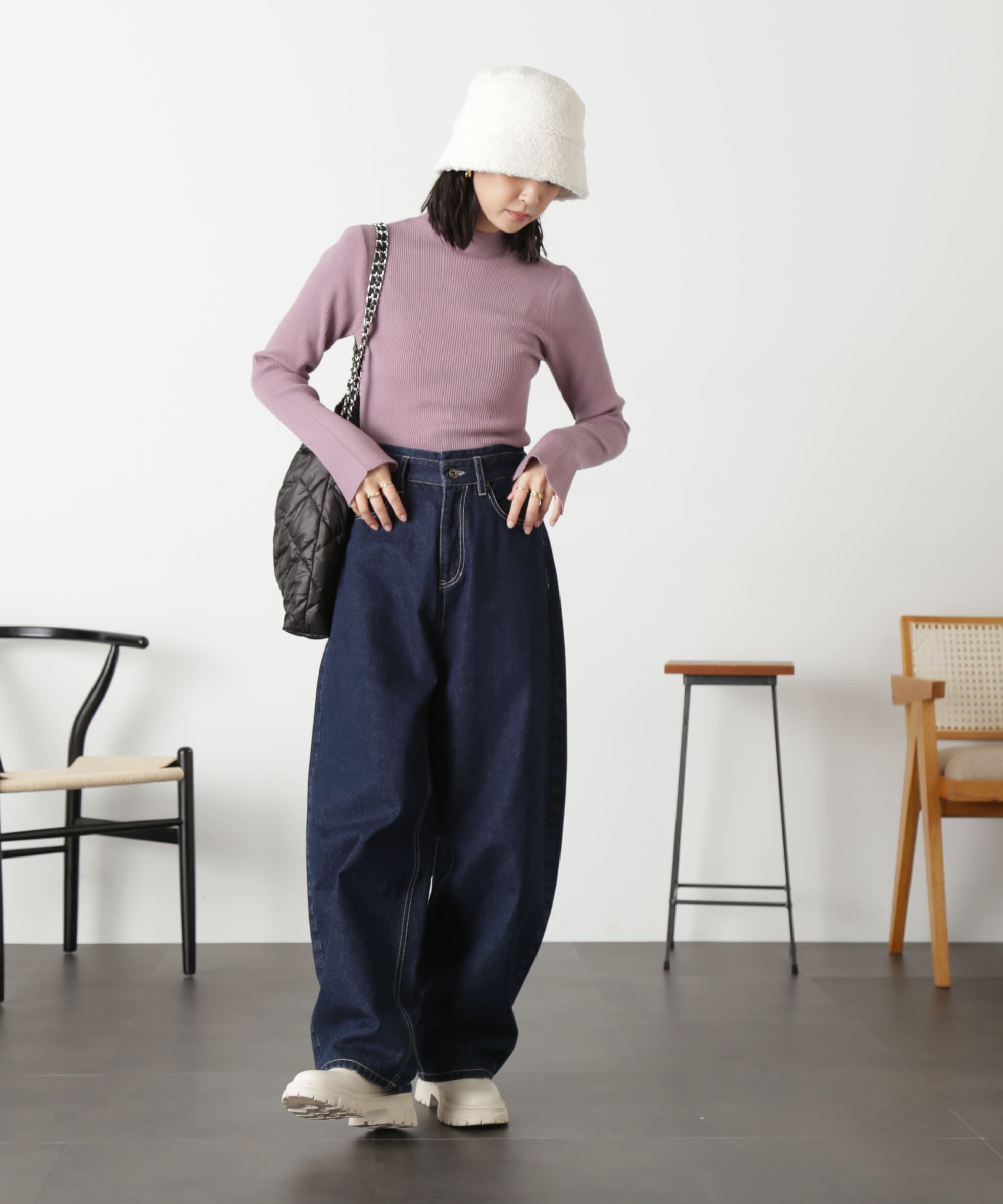  「ボアダウンブリムハット」|ソックス|