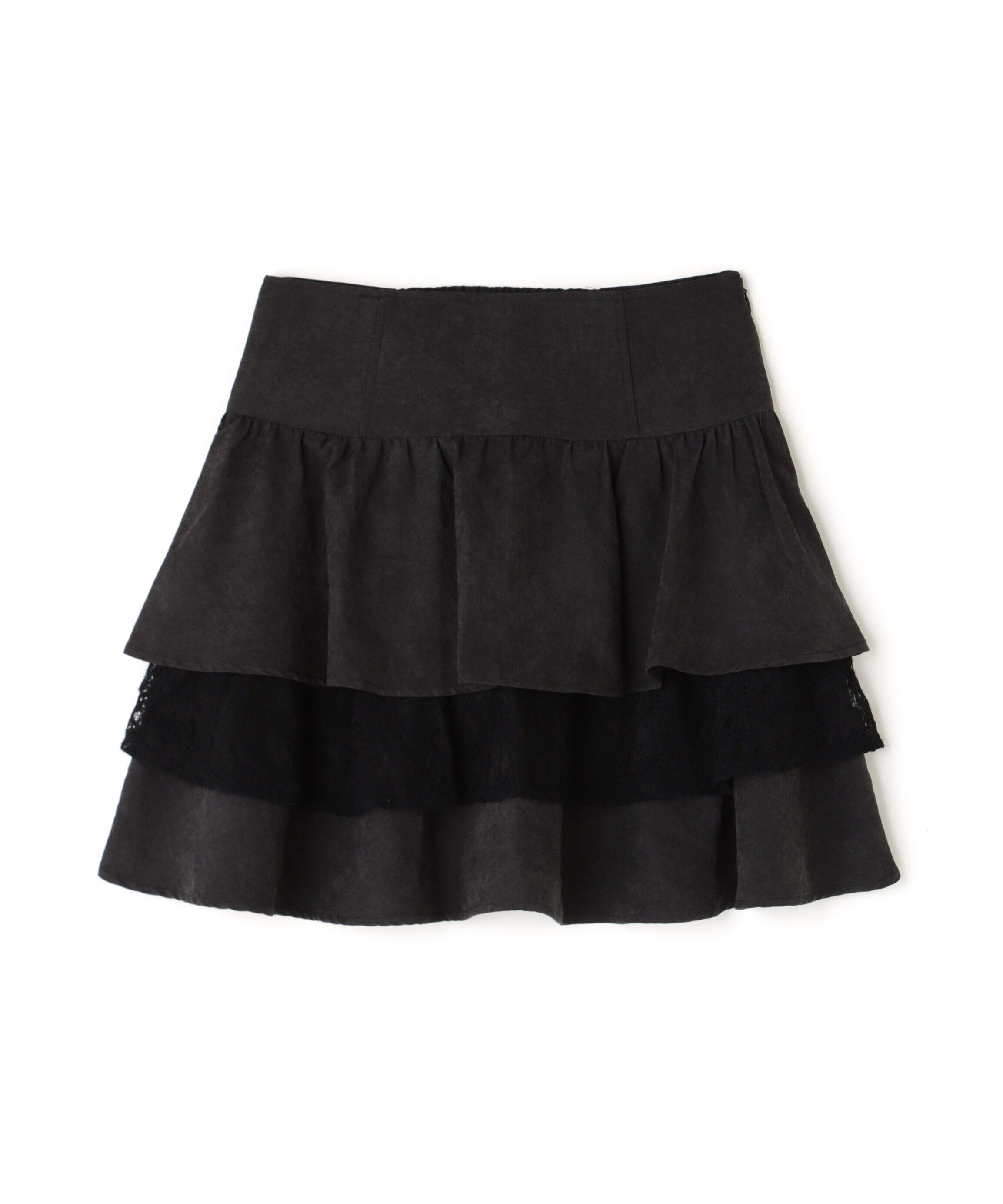  「起毛レースティアードミニスカート」|スカート|