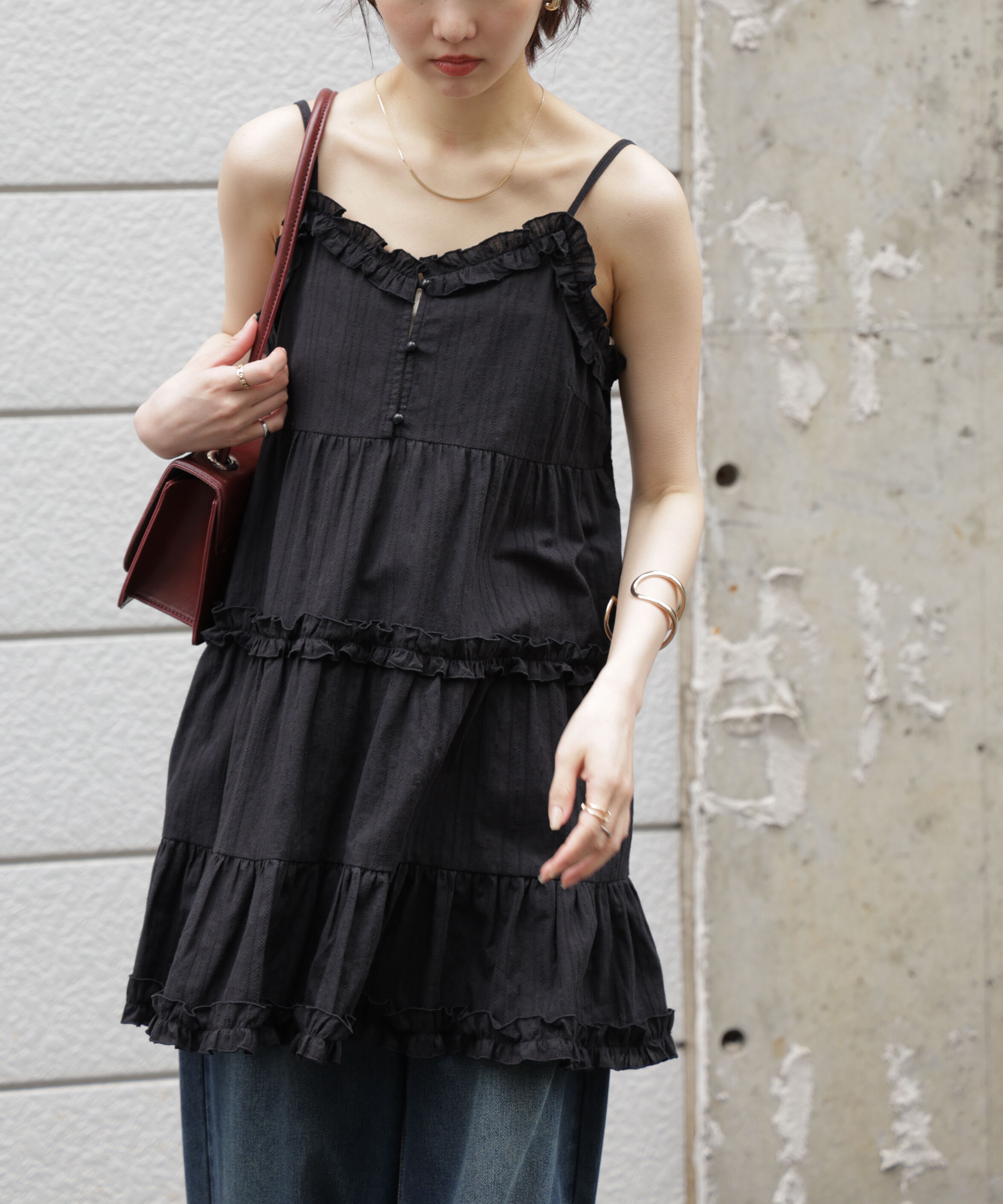  「コットンティアードキャミミニワンピース」|ワンピース|