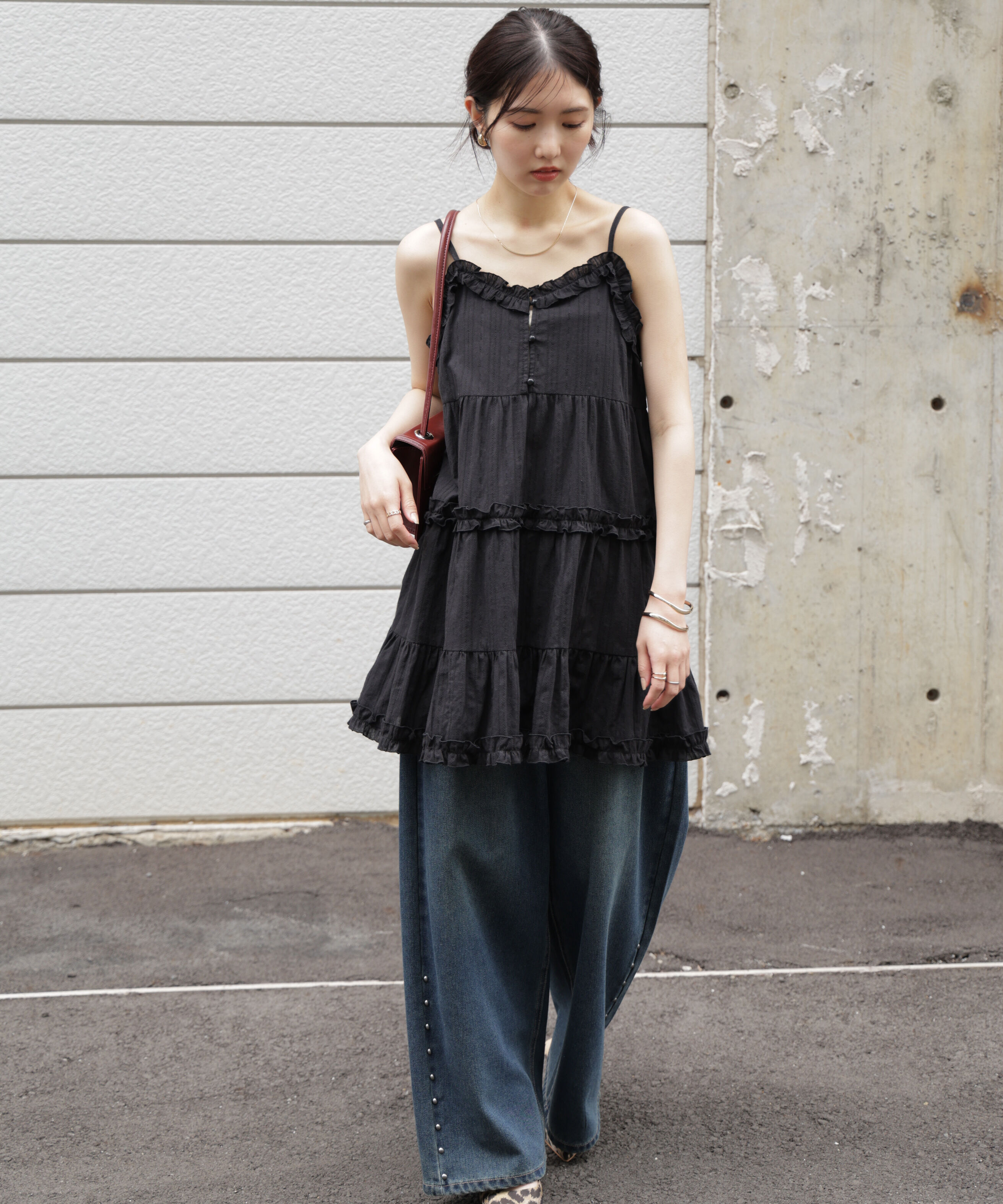  「コットンティアードキャミミニワンピース」|ワンピース|