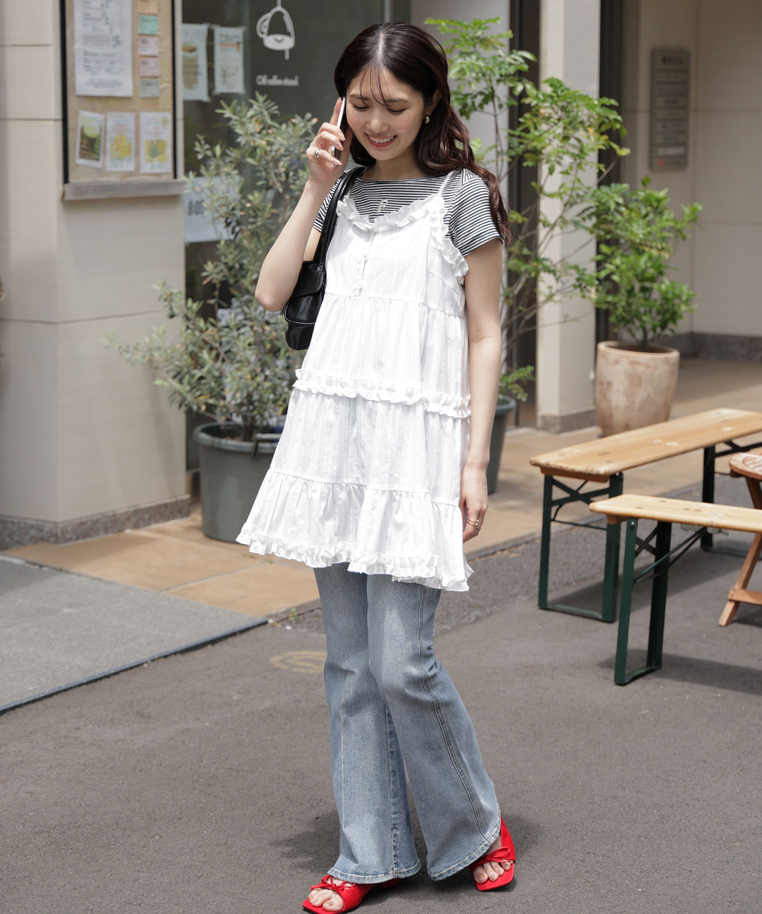  「コットンティアードキャミミニワンピース」|ワンピース|