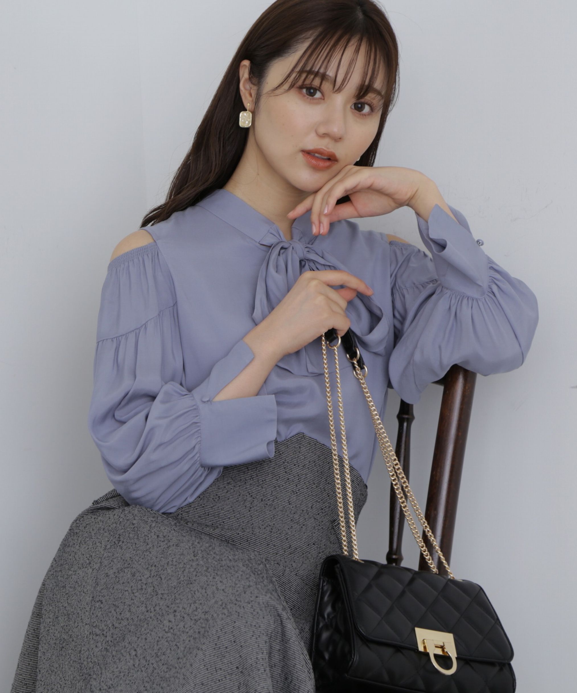 PROPORTION BODY DRESSING「前後2Wayリボンオープンショルダーブラウス」|シャツ・ブラウス|ブルー