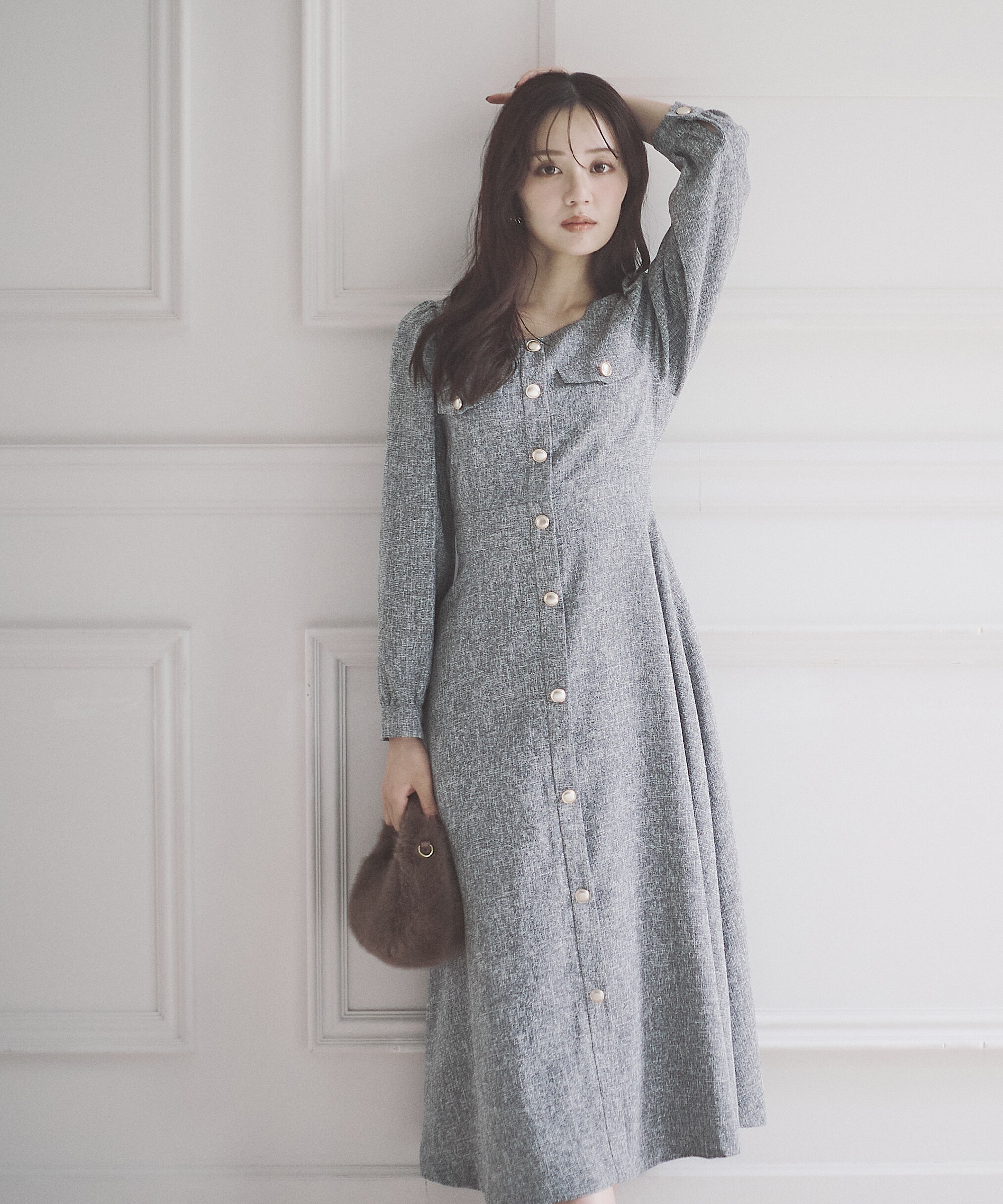 PROPORTION BODY DRESSING「フロント釦ツイードワンピース 25AW」|ワンピース|