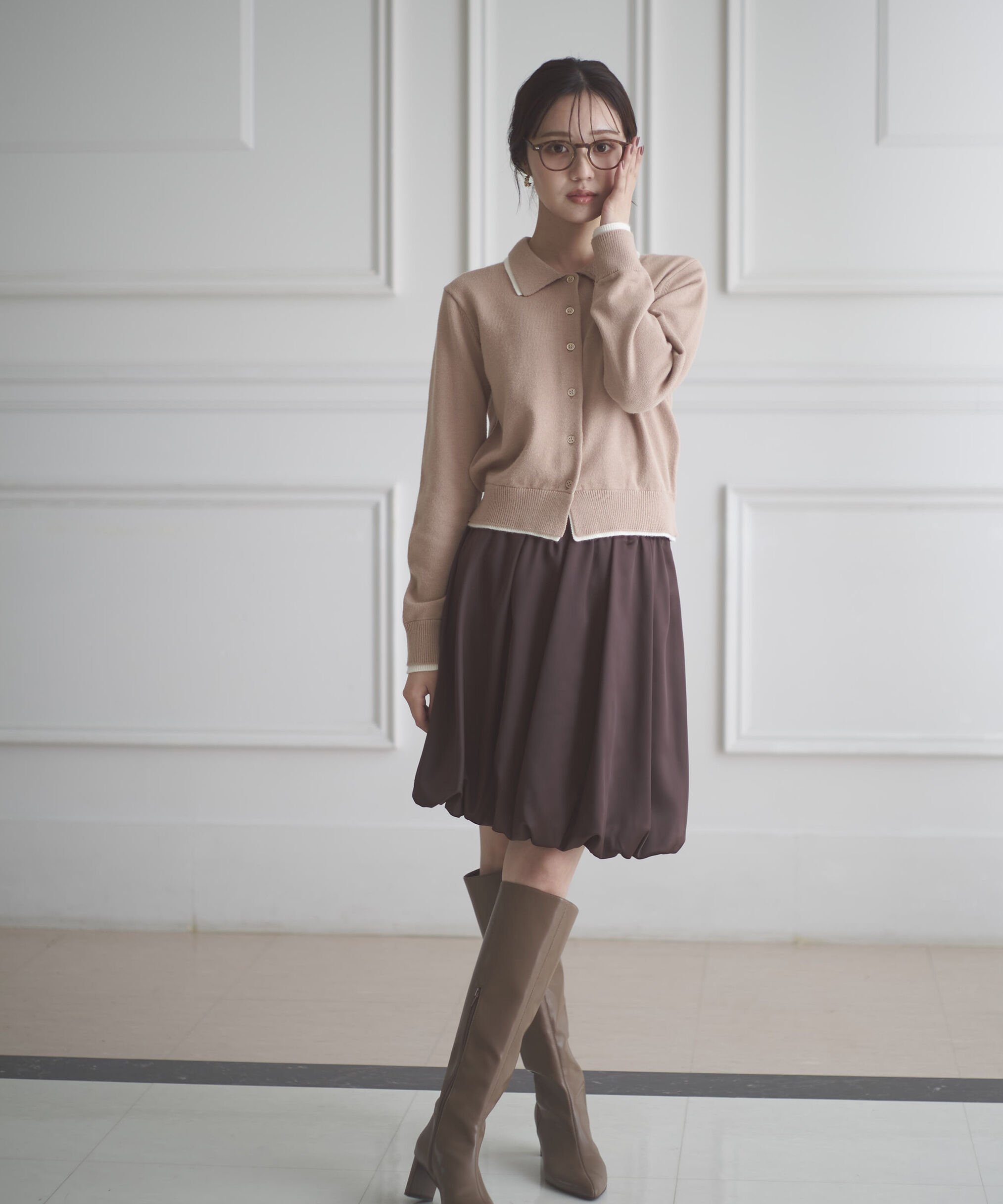 PROPORTION BODY DRESSING「＜ウォッシャブル＞バルーンミニスカート」|スカート|ブラウン