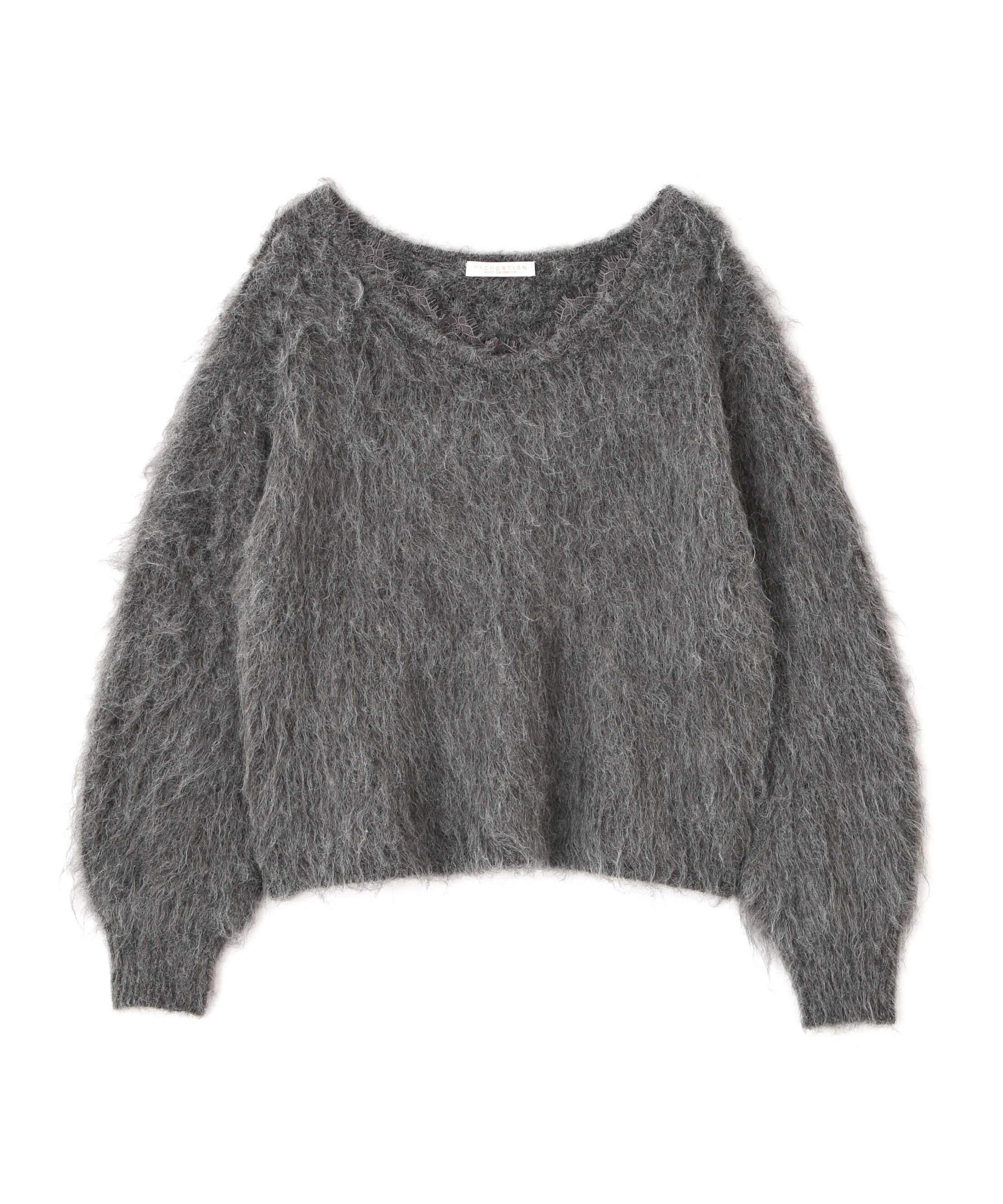 PROPORTION BODY DRESSING「襟元レースニットトップ 25AW」|ニット・セーター|