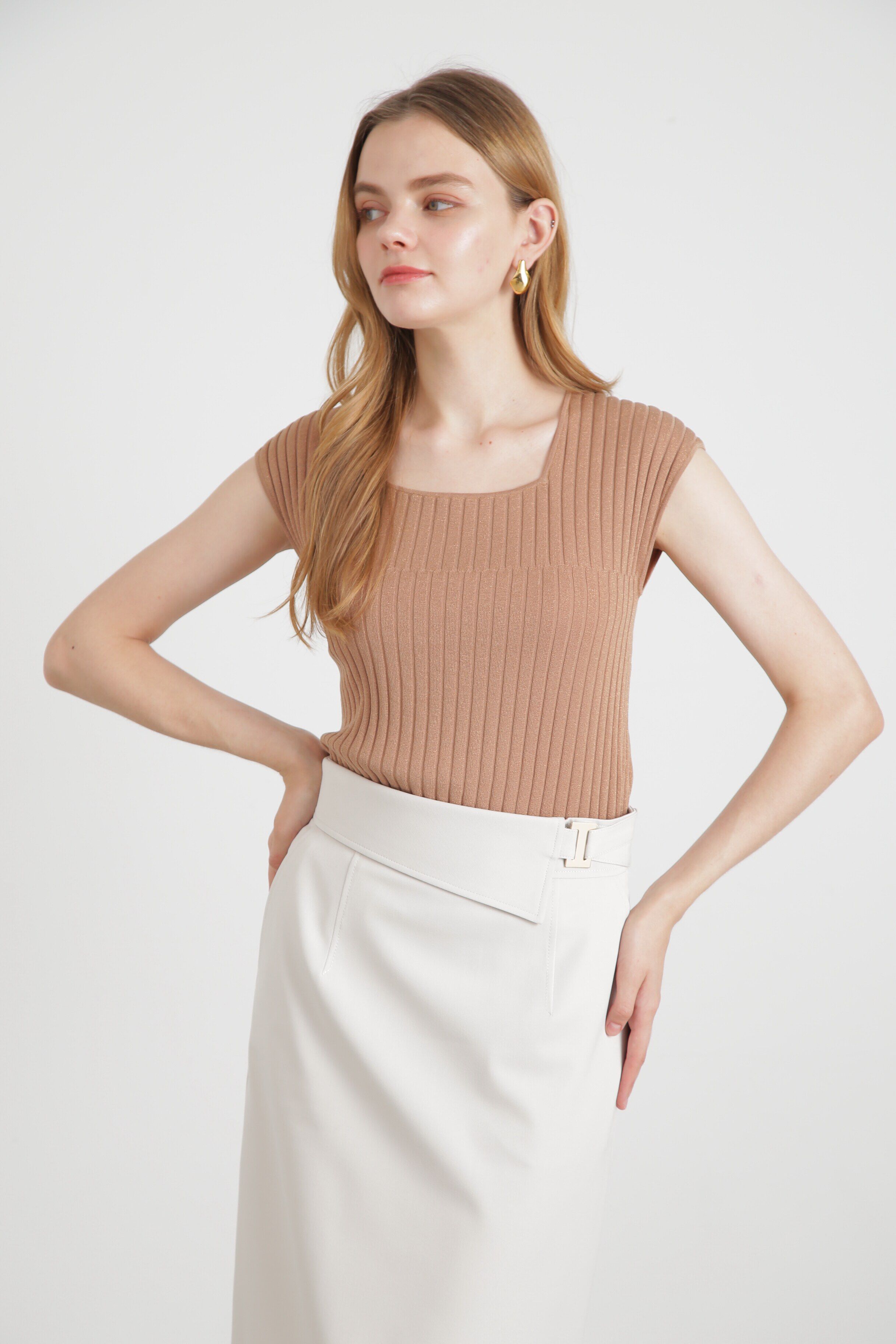  「◆スクエアネックニットトップス」|ニット・セーター|キャメル5