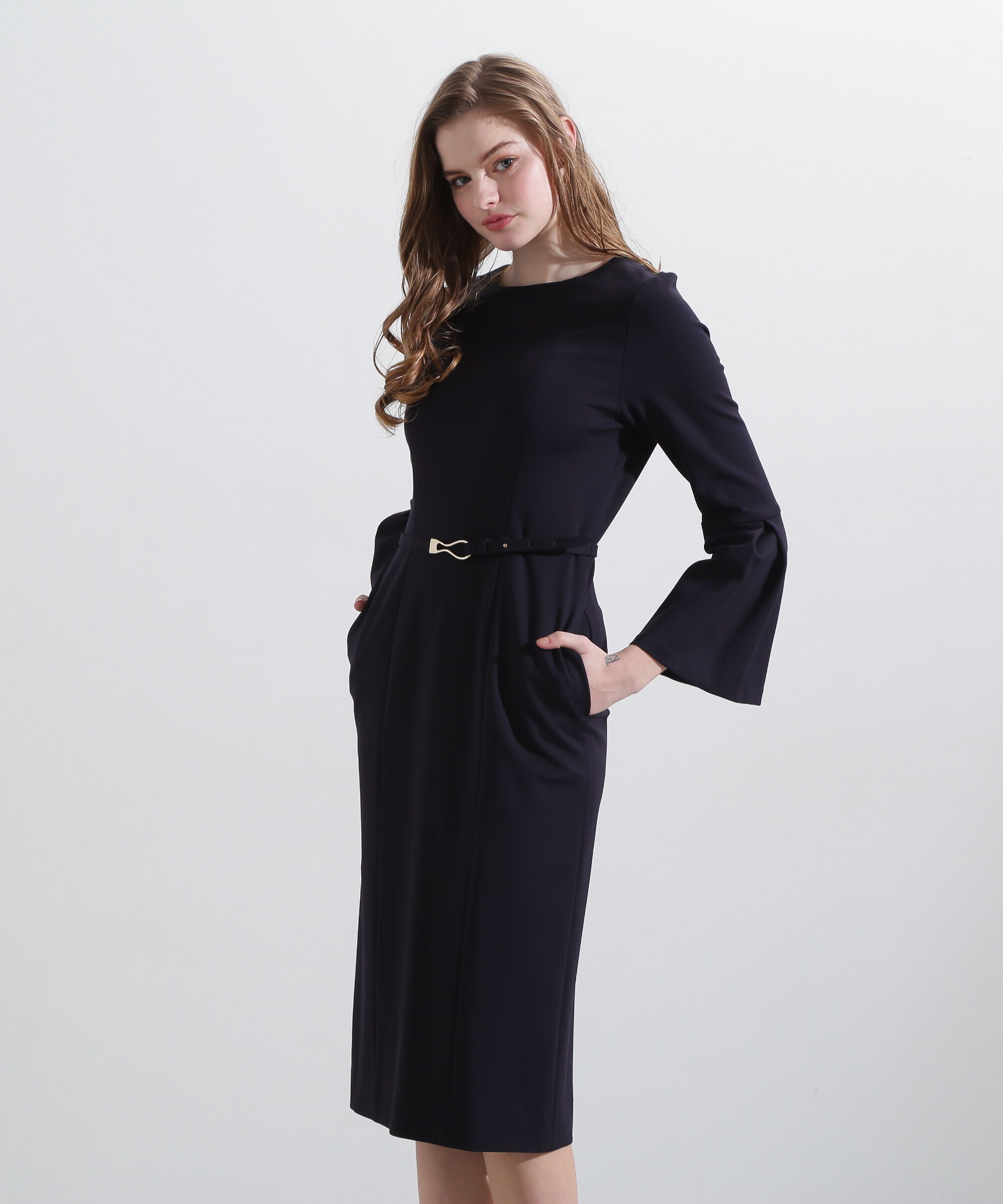  「◆ベルスリーブベルト付きワンピース」|ワンピース|