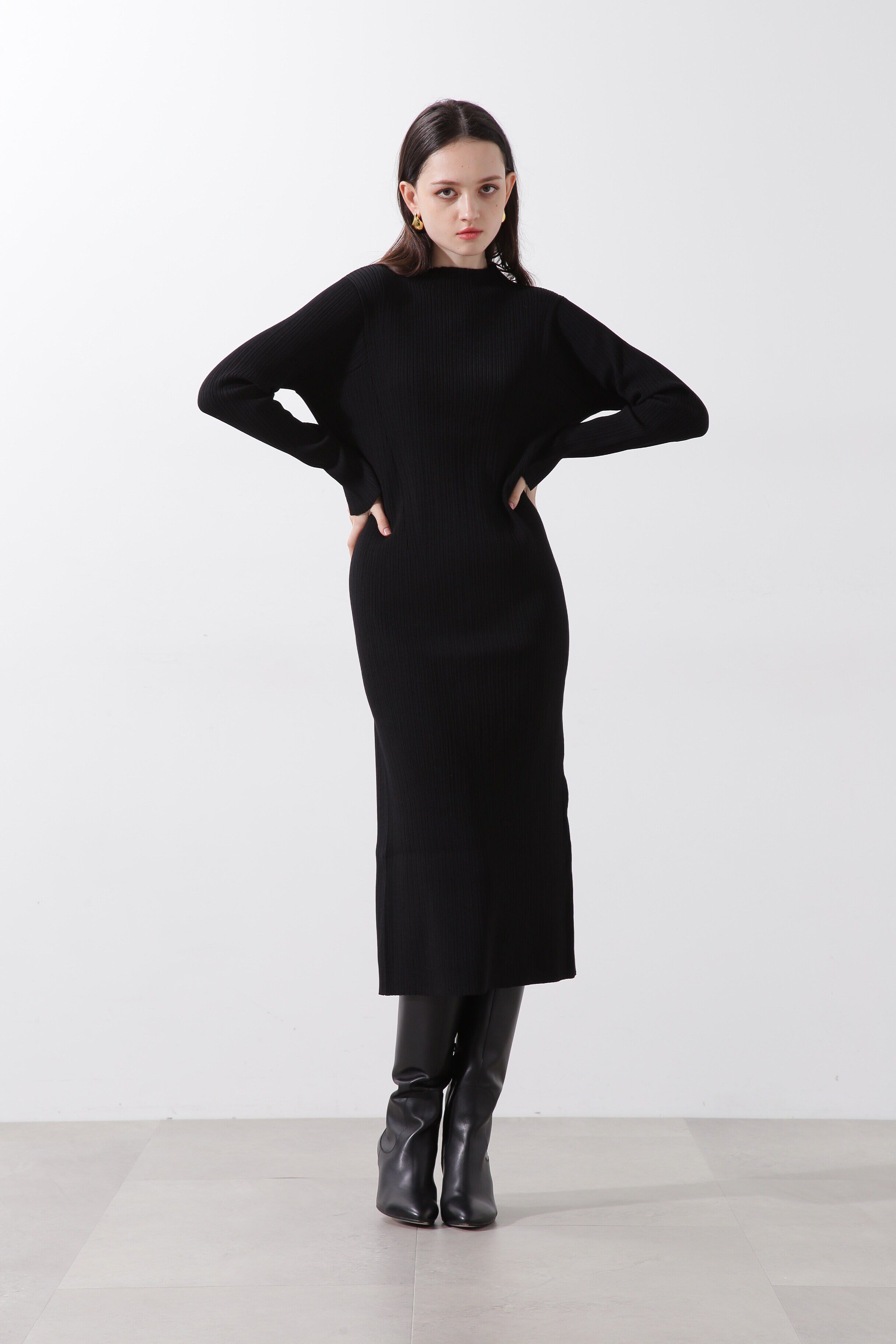  「ラメジレ付きニットワンピース」|ワンピース|