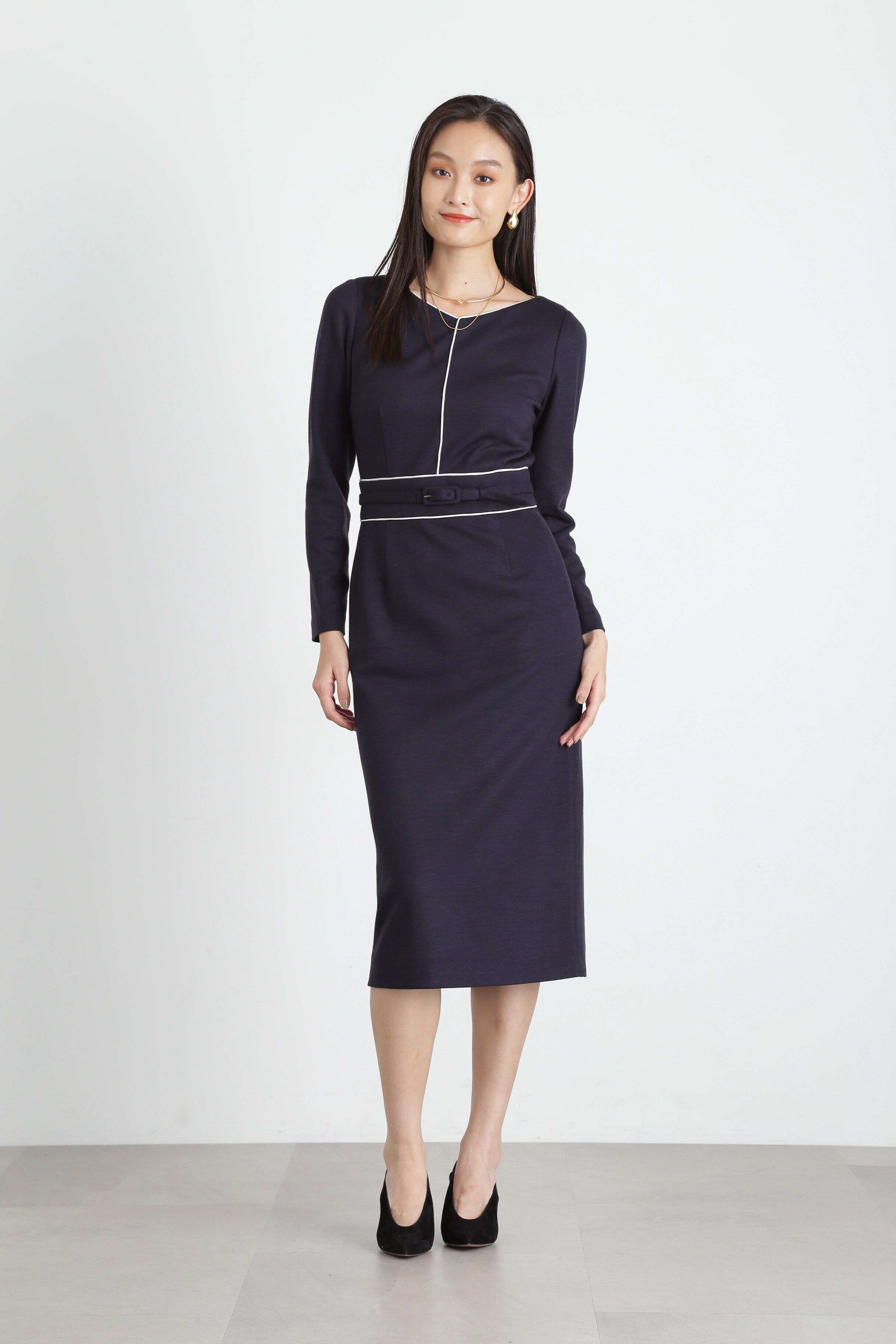  「バイカラーパイピングワンピース」|ワンピース|