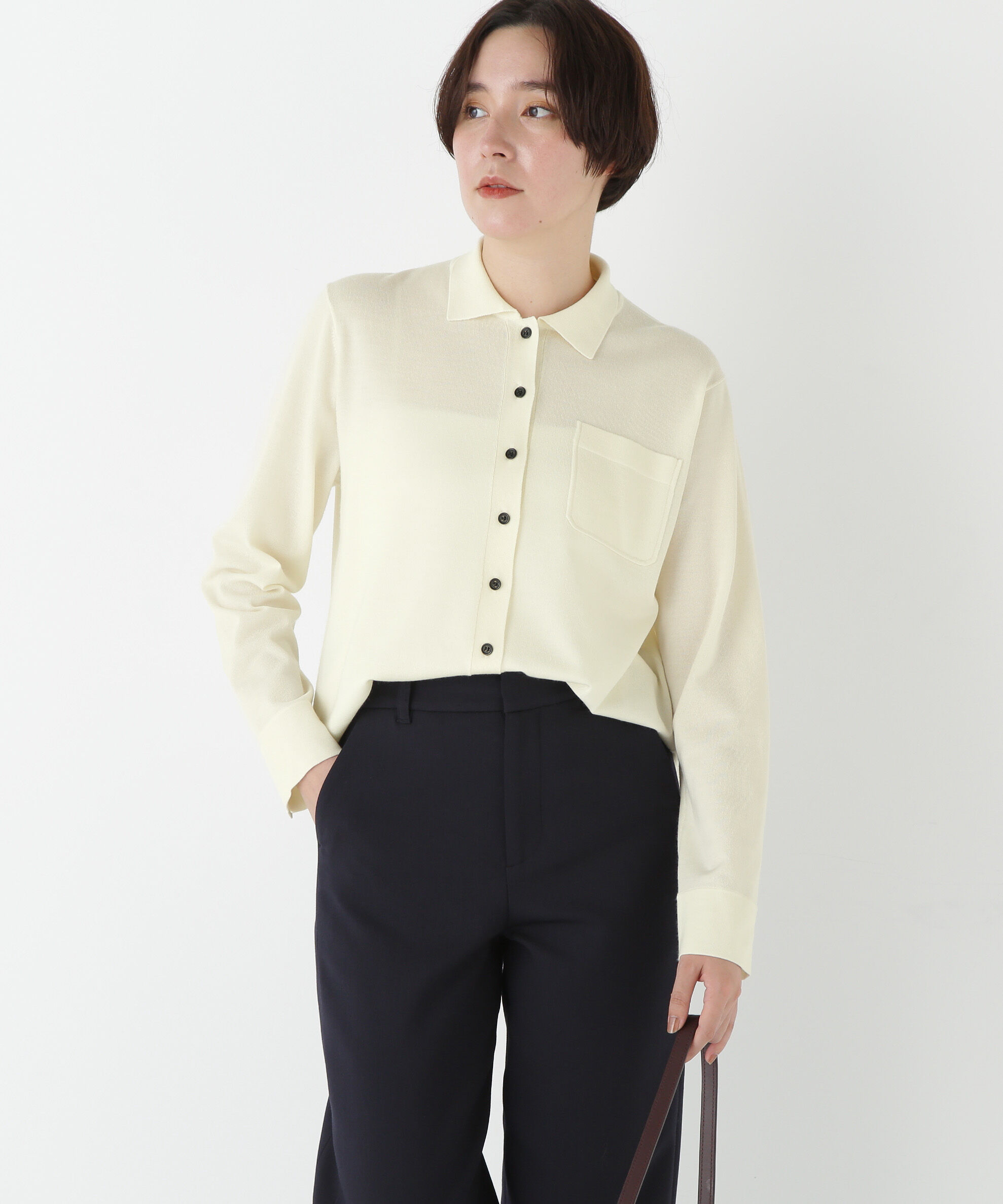  「◆クリアウール混ニットシャツ」|ニット・セーター|