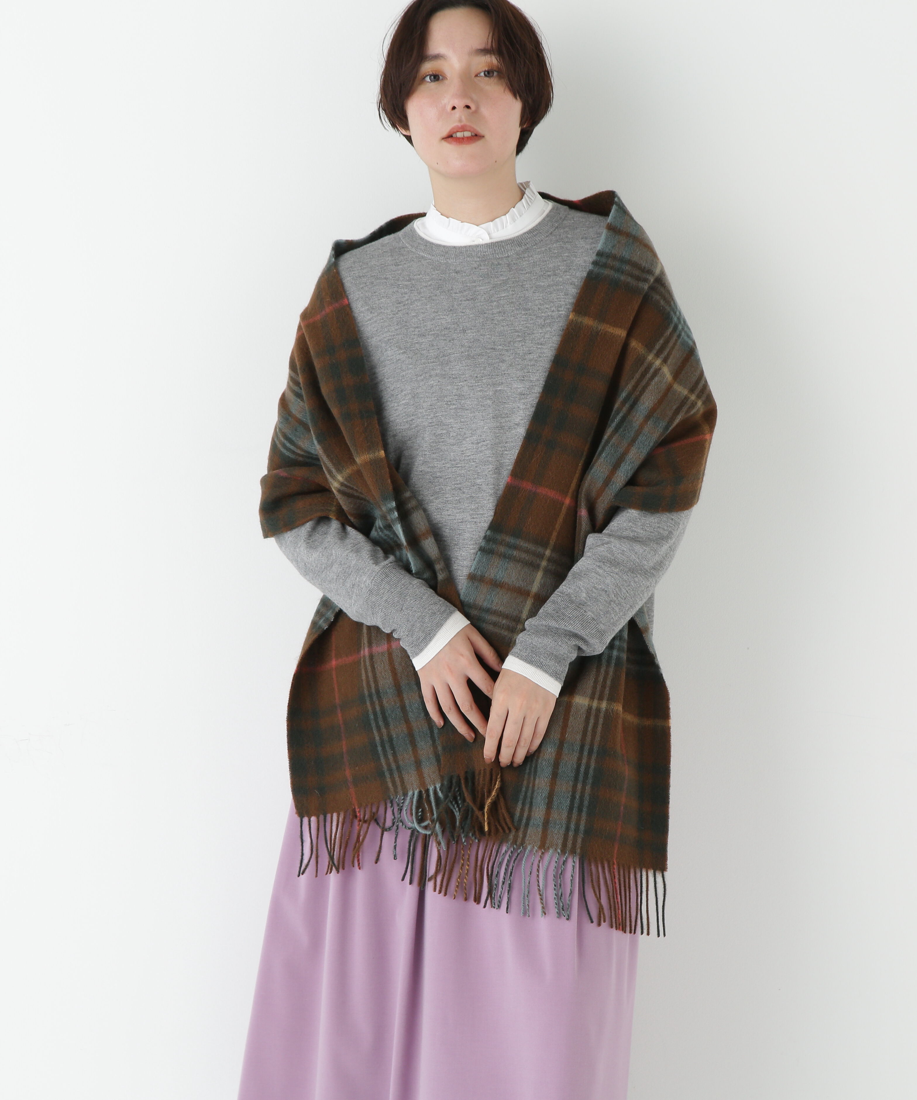  「◆チェックマフラー」|バンダナ・スカーフ|ブラウンチェ 3