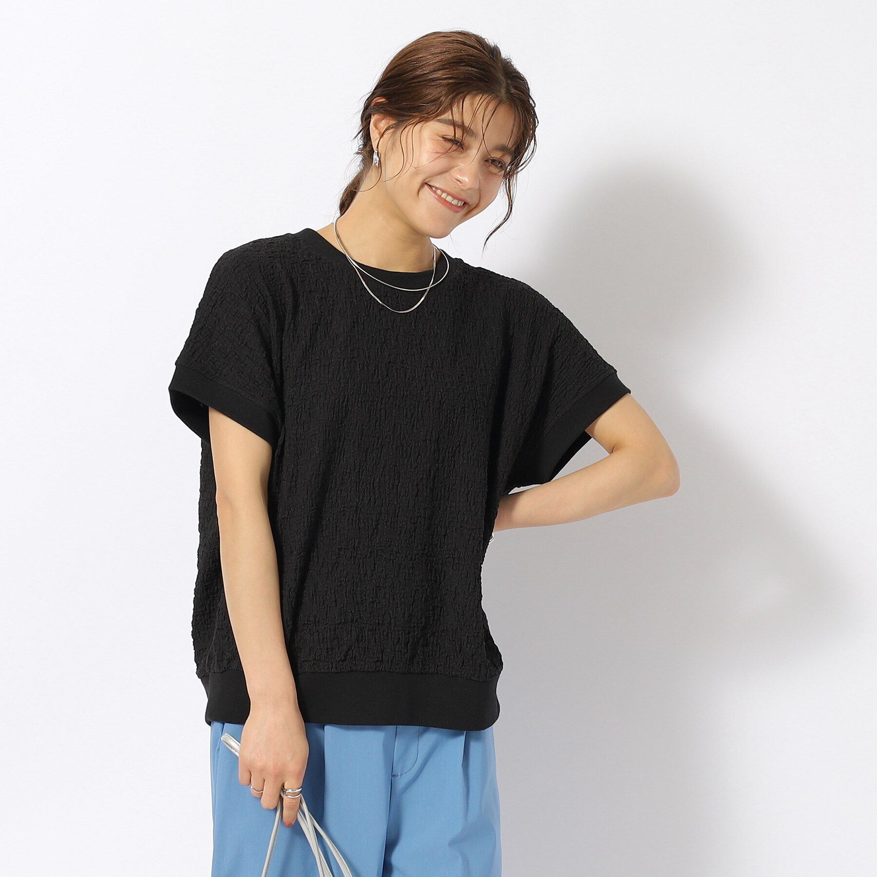 SHOO･LA･RUE「ポコポコリブ切り替えトップス」|Tシャツ・カットソー|